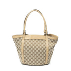 Gucci Medium D Ring Bucket Tote Beige Tan GG Canvas — view 5