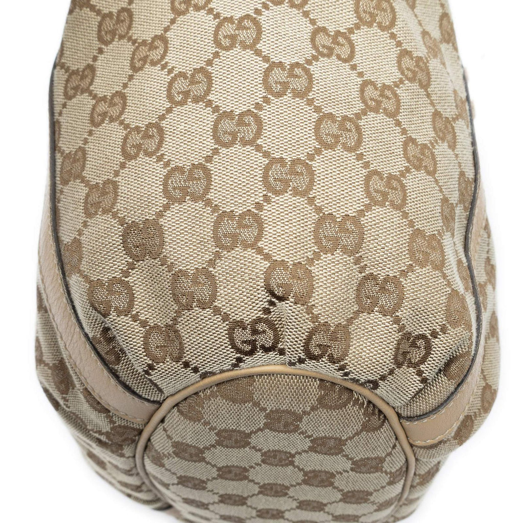 Gucci Medium D Ring Bucket Tote Beige Tan GG Canvas — view 8