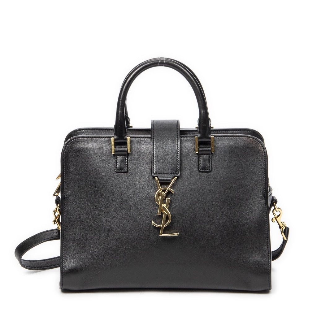 Saint Laurent Monogram Cabas Black Calfskin Leather Tote