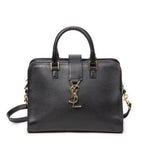 Saint Laurent Monogram Cabas Black Calfskin Leather Tote