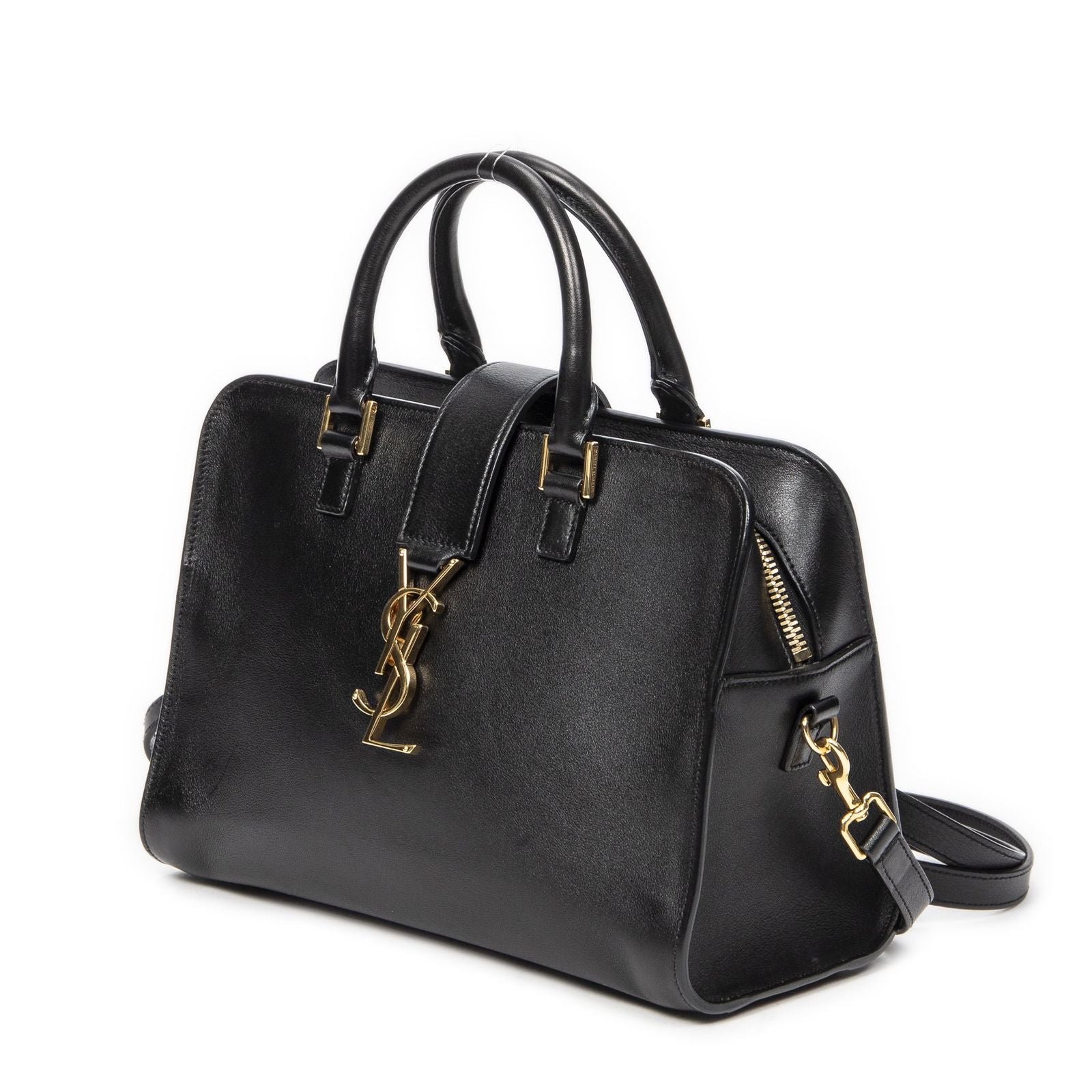 Saint Laurent Monogram Cabas Black Calfskin Leather Tote — view 2