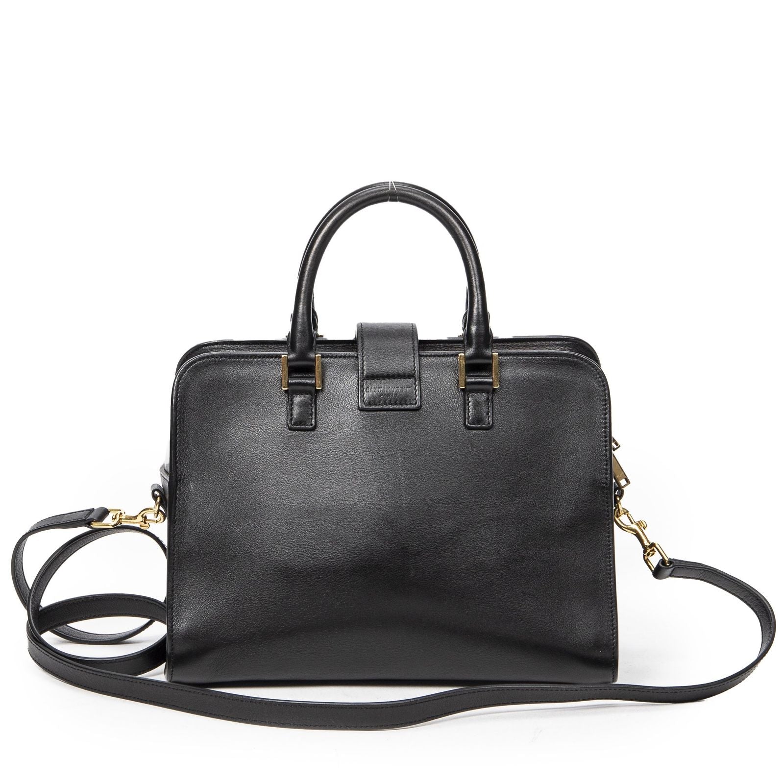 Saint Laurent Monogram Cabas Black Calfskin Leather Tote — view 5