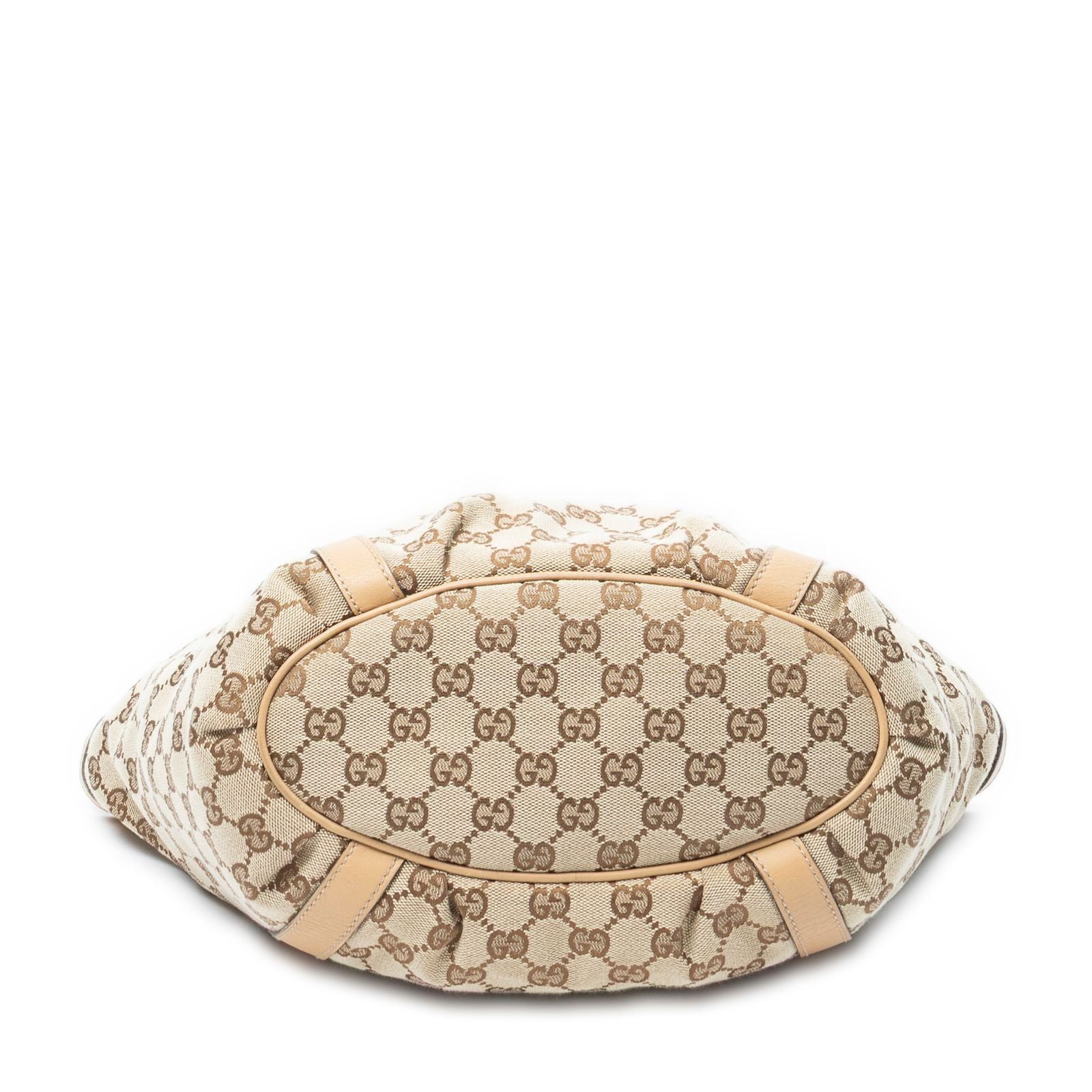 Gucci Medium D Ring Bucket Tote Beige Tan GG Canvas — view 6