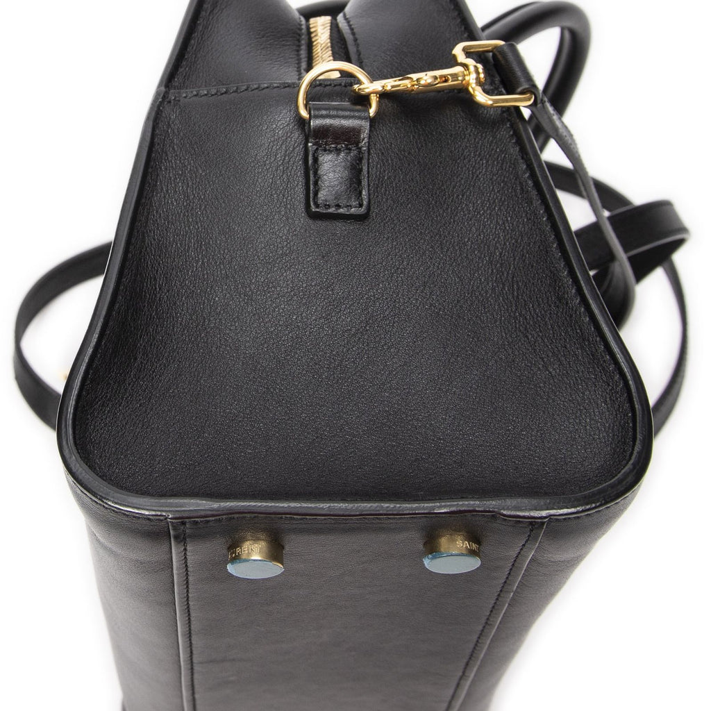 Saint Laurent Monogram Cabas Black Calfskin Leather Tote — view 8