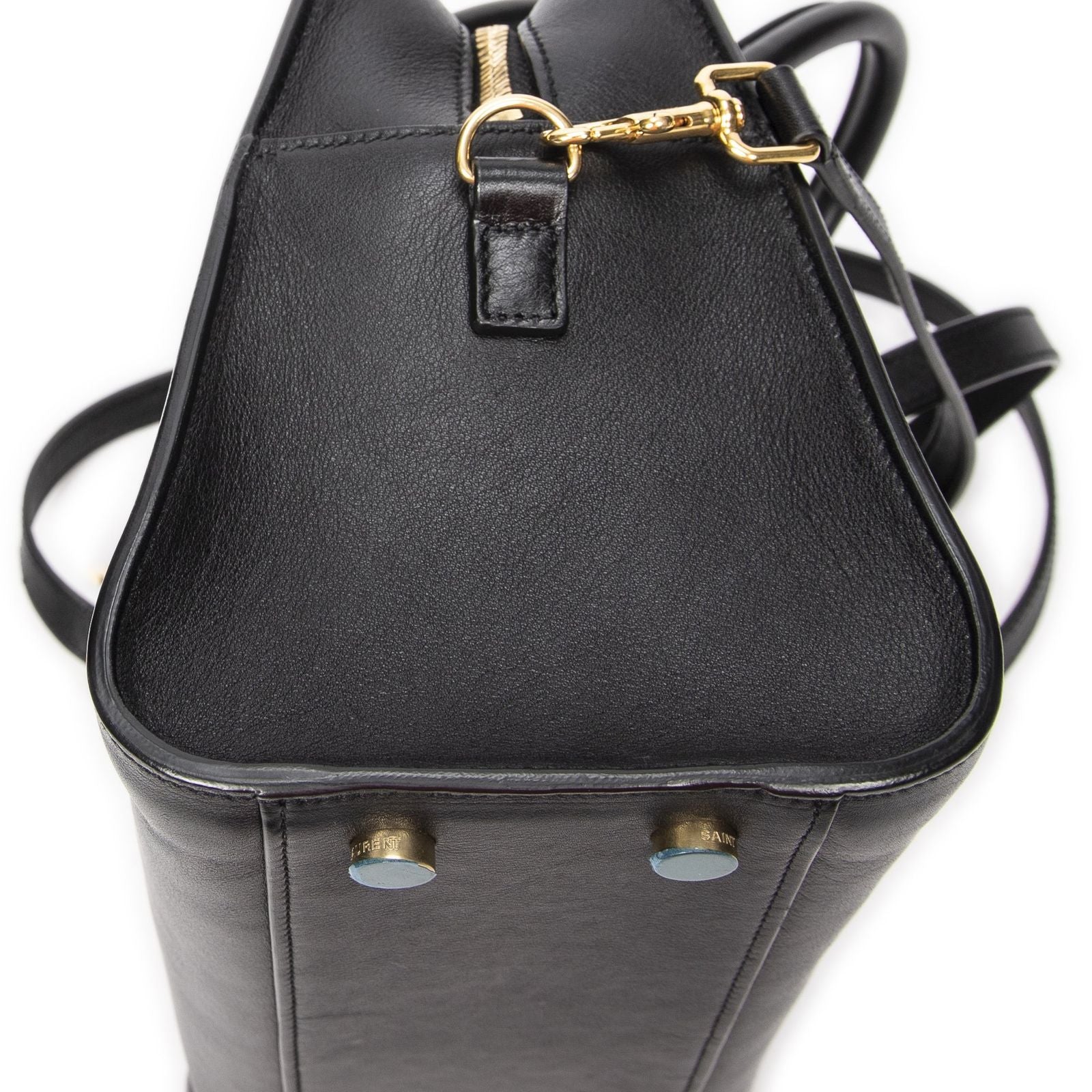 Saint Laurent Monogram Cabas Black Calfskin Leather Tote — view 8