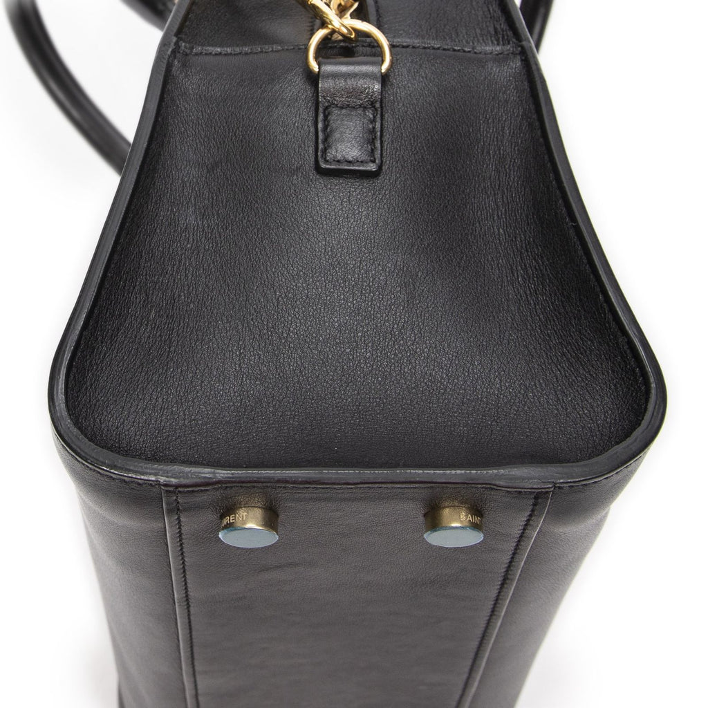 Saint Laurent Monogram Cabas Black Calfskin Leather Tote — view 7