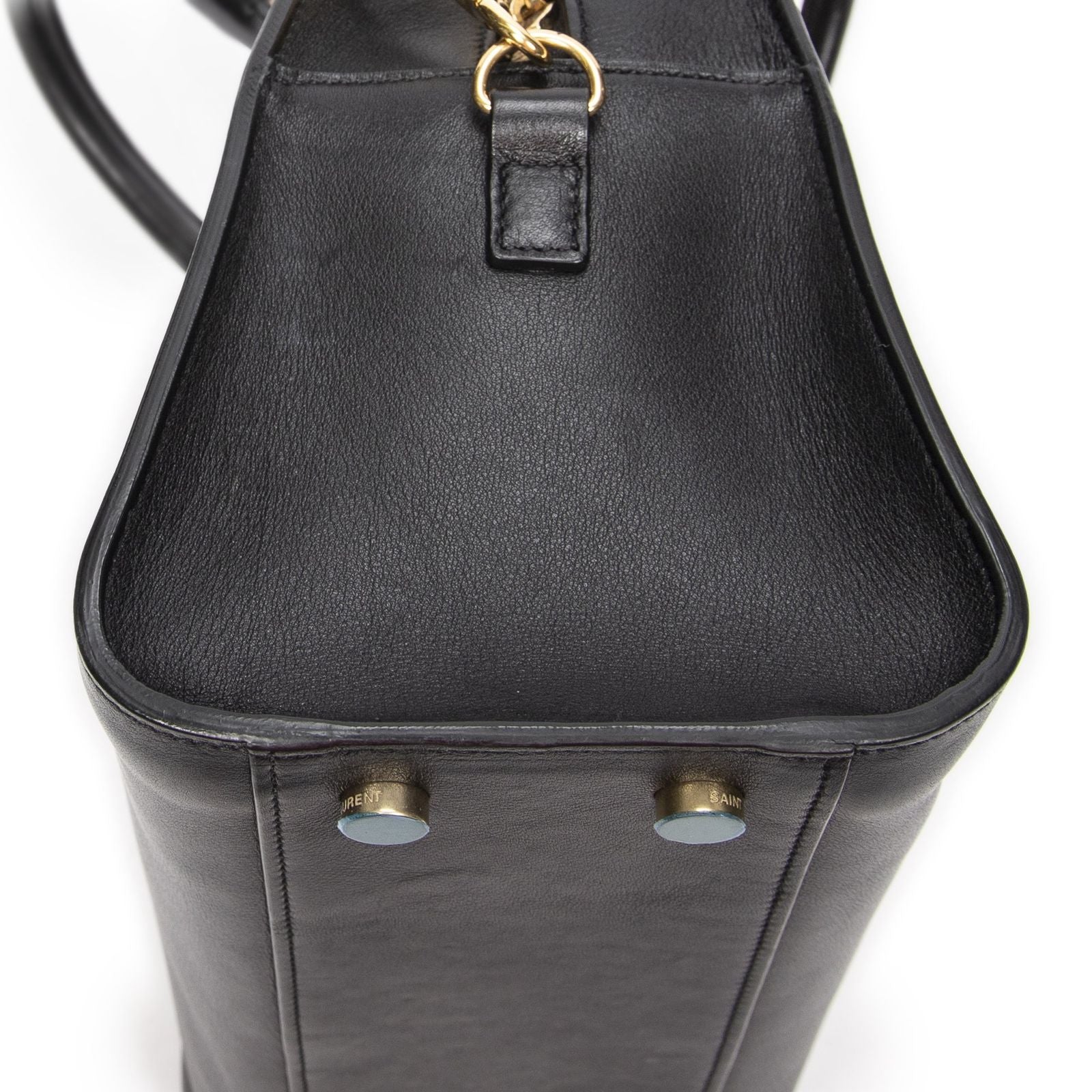 Saint Laurent Monogram Cabas Black Calfskin Leather Tote — view 7