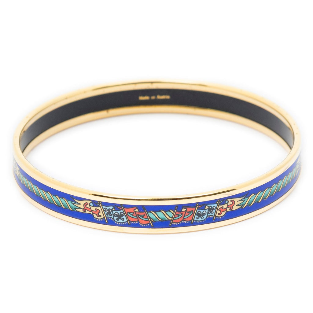 Hermes Enamel Bangle Blue Green Motif Bracelet — view 3