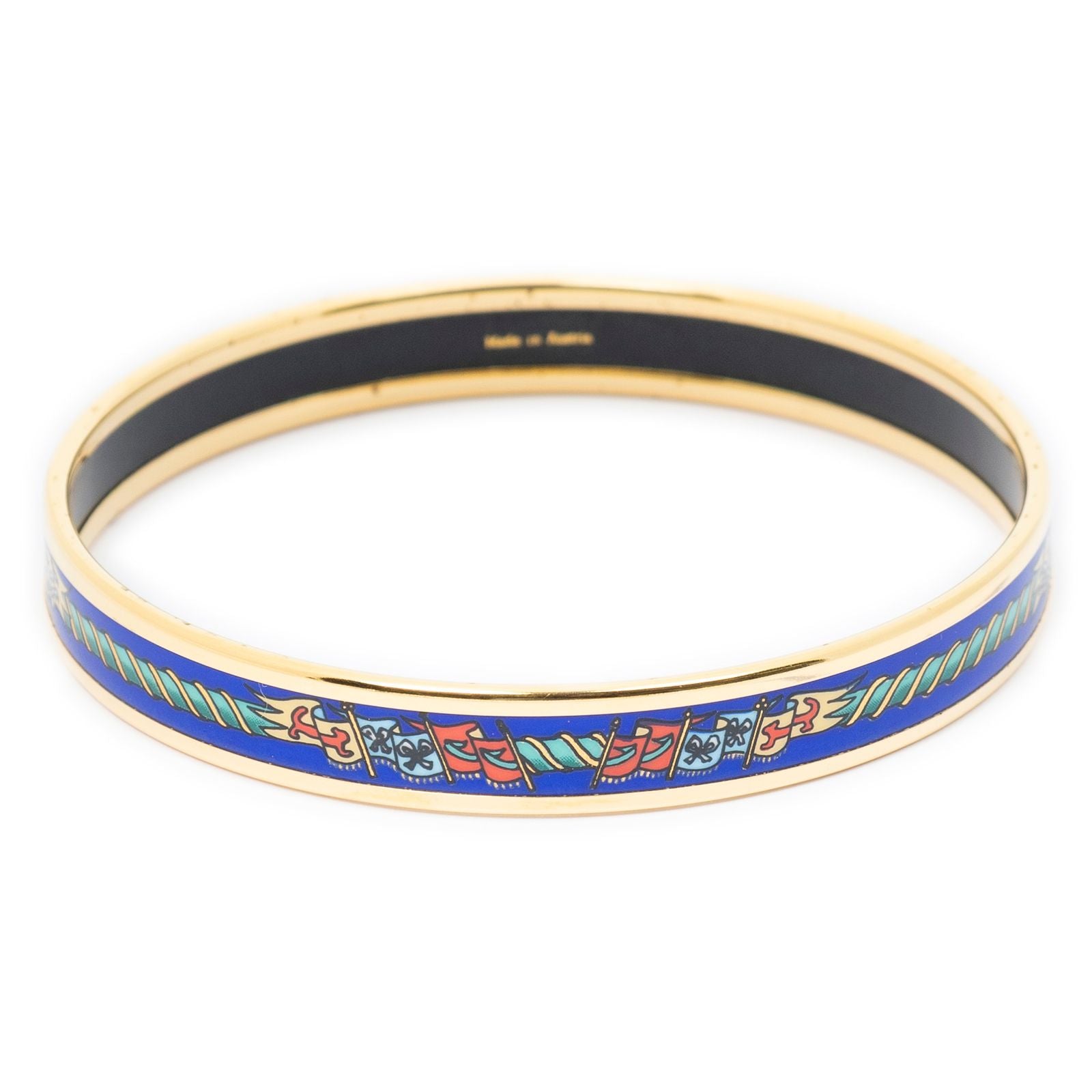 Hermes Enamel Bangle Blue Green Motif Bracelet — view 3