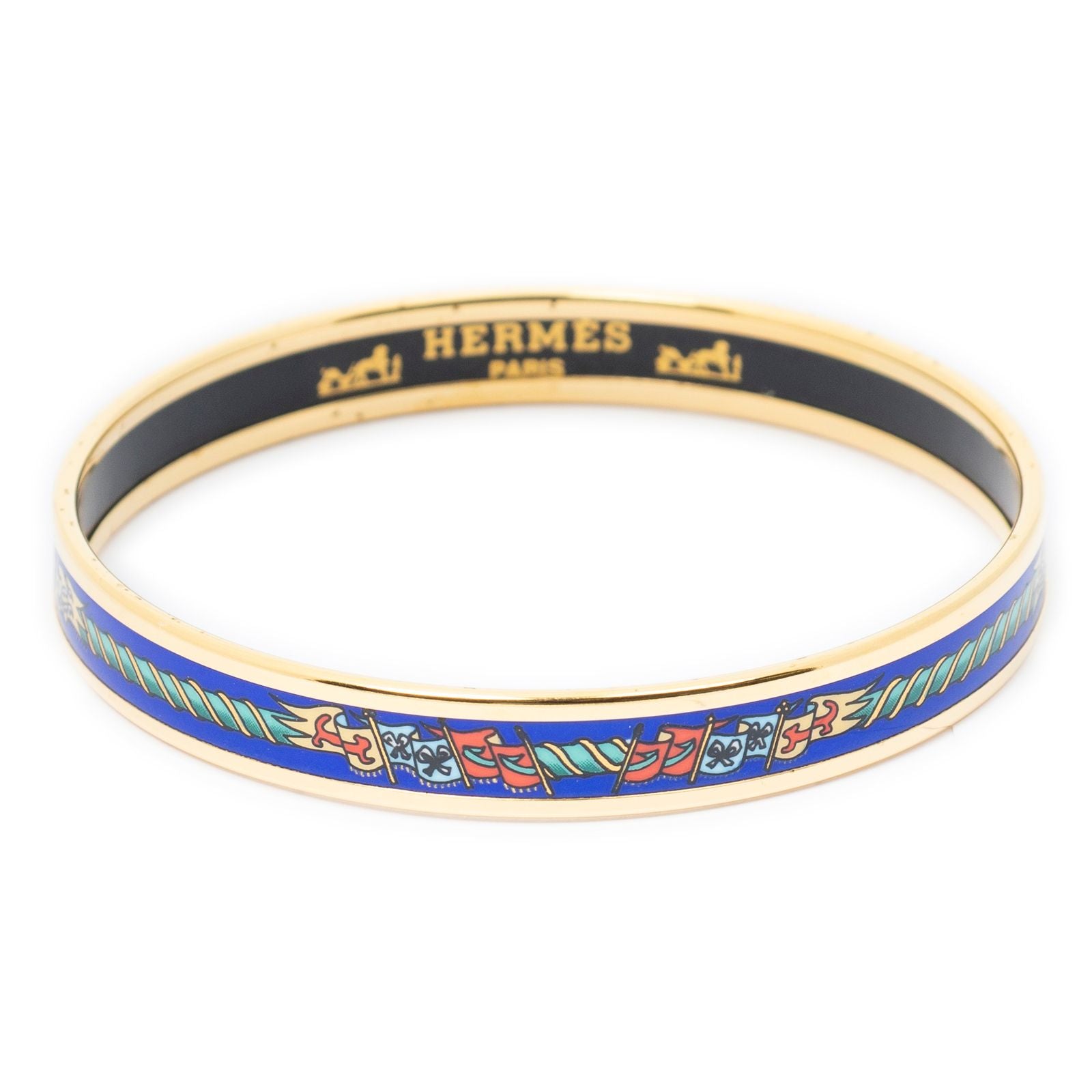 Hermes Enamel Bangle Blue Green Motif Bracelet — view 2