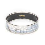 Hermes Enamel Bangle Light Blue Silver Plating Bracelet — view 3