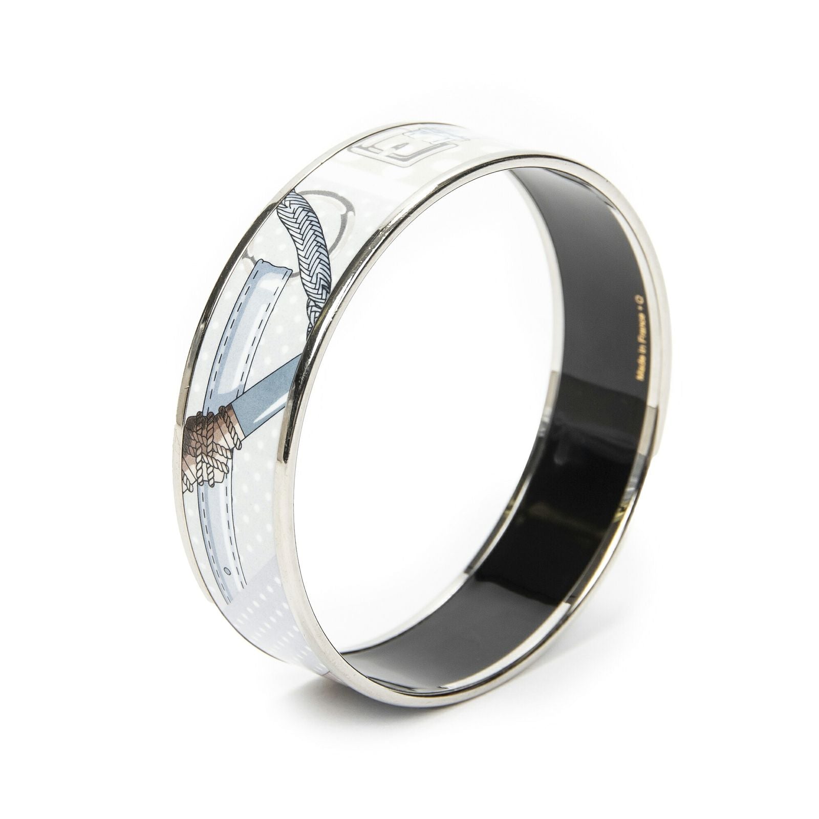 Hermes Enamel Bangle Light Blue Silver Plating Bracelet