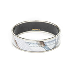 Hermes Enamel Bangle Light Blue Silver Plating Bracelet — view 2