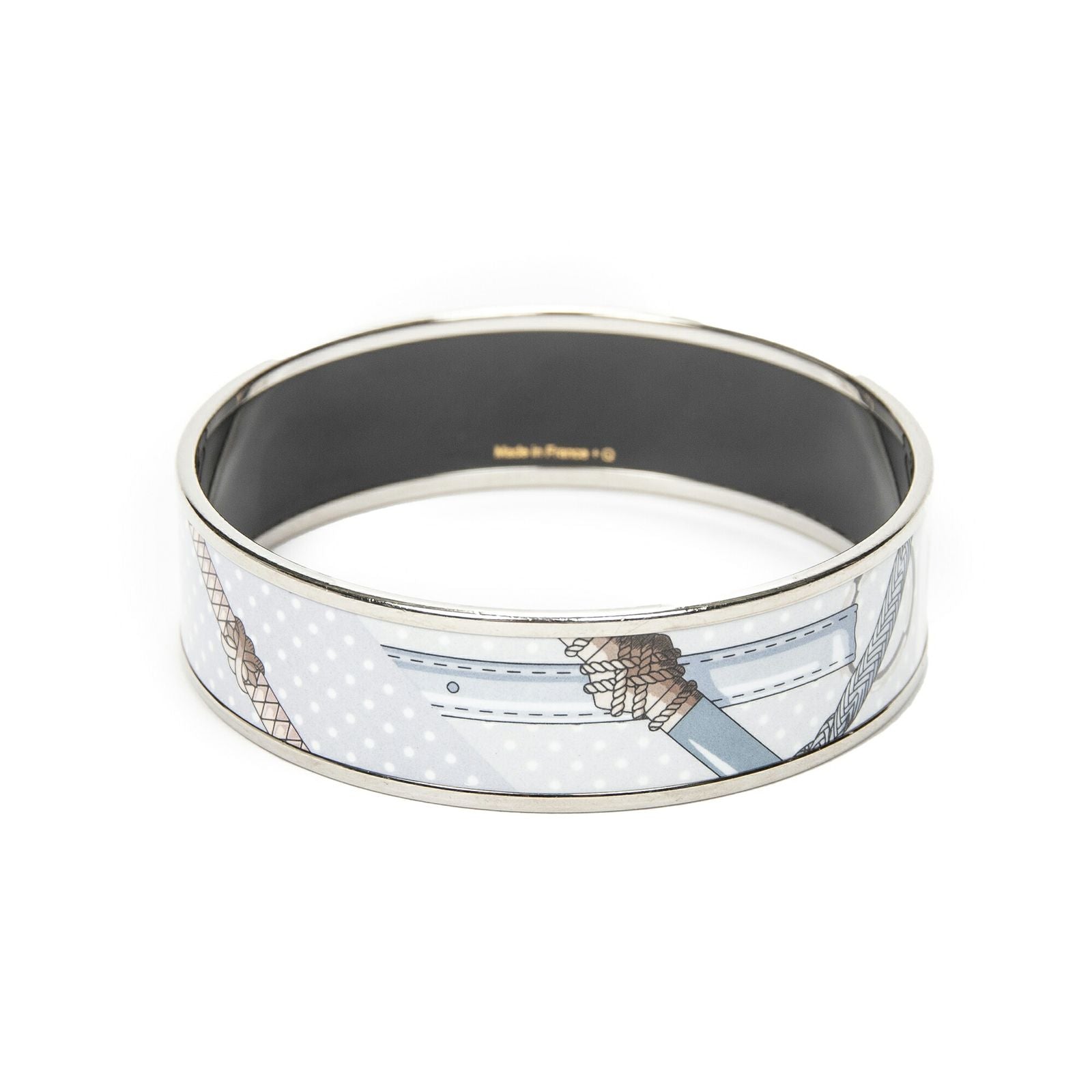 Hermes Enamel Bangle Light Blue Silver Plating Bracelet — view 2