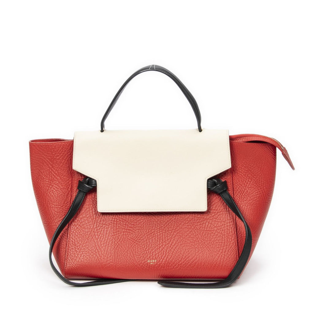 Celine Mini Tricolor Belt Bag Red Black Ivory Grain Calf Leather