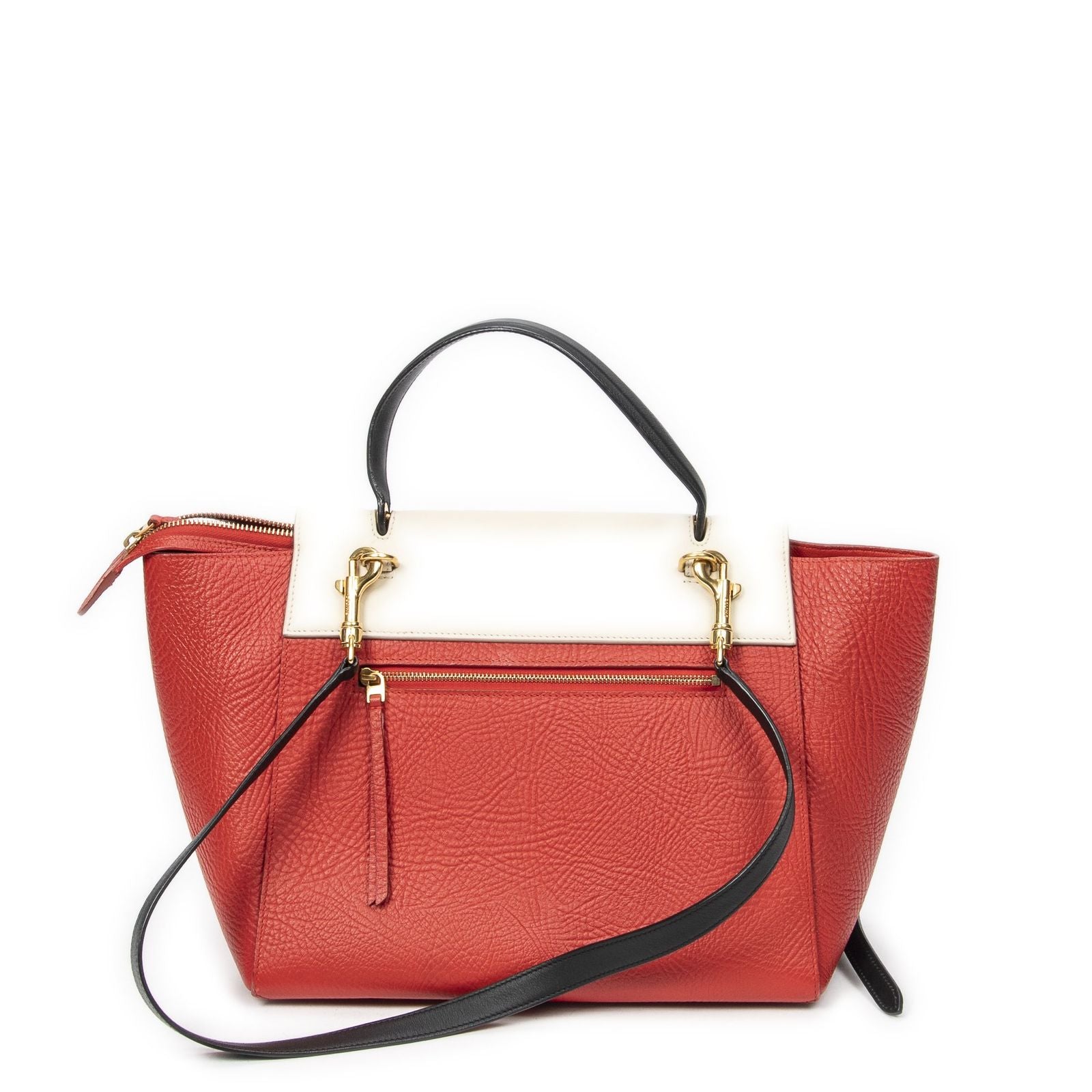 Celine Mini Tricolor Belt Bag Red Black Ivory Grain Calf Leather — view 5