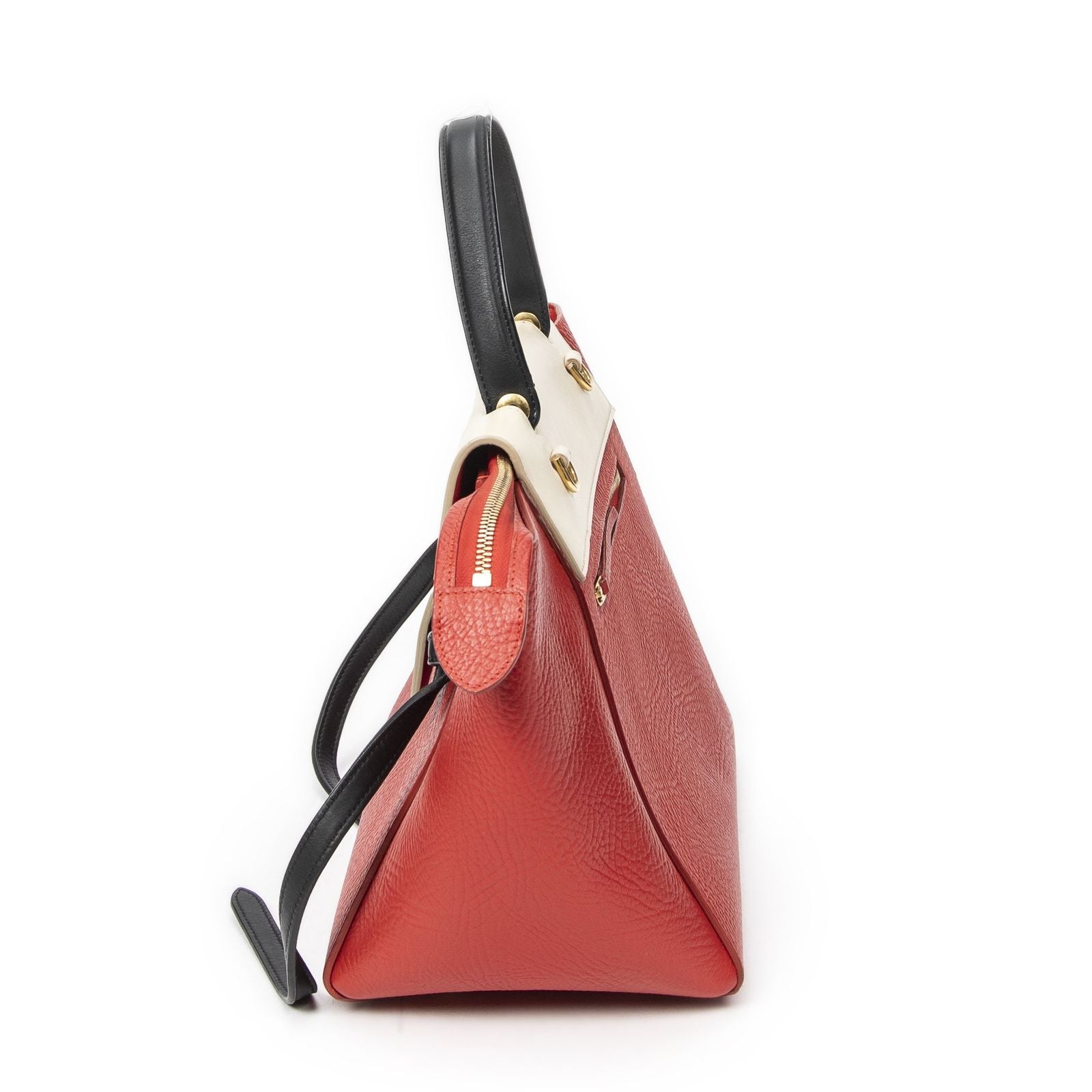 Celine Mini Tricolor Belt Bag Red Black Ivory Grain Calf Leather — view 3
