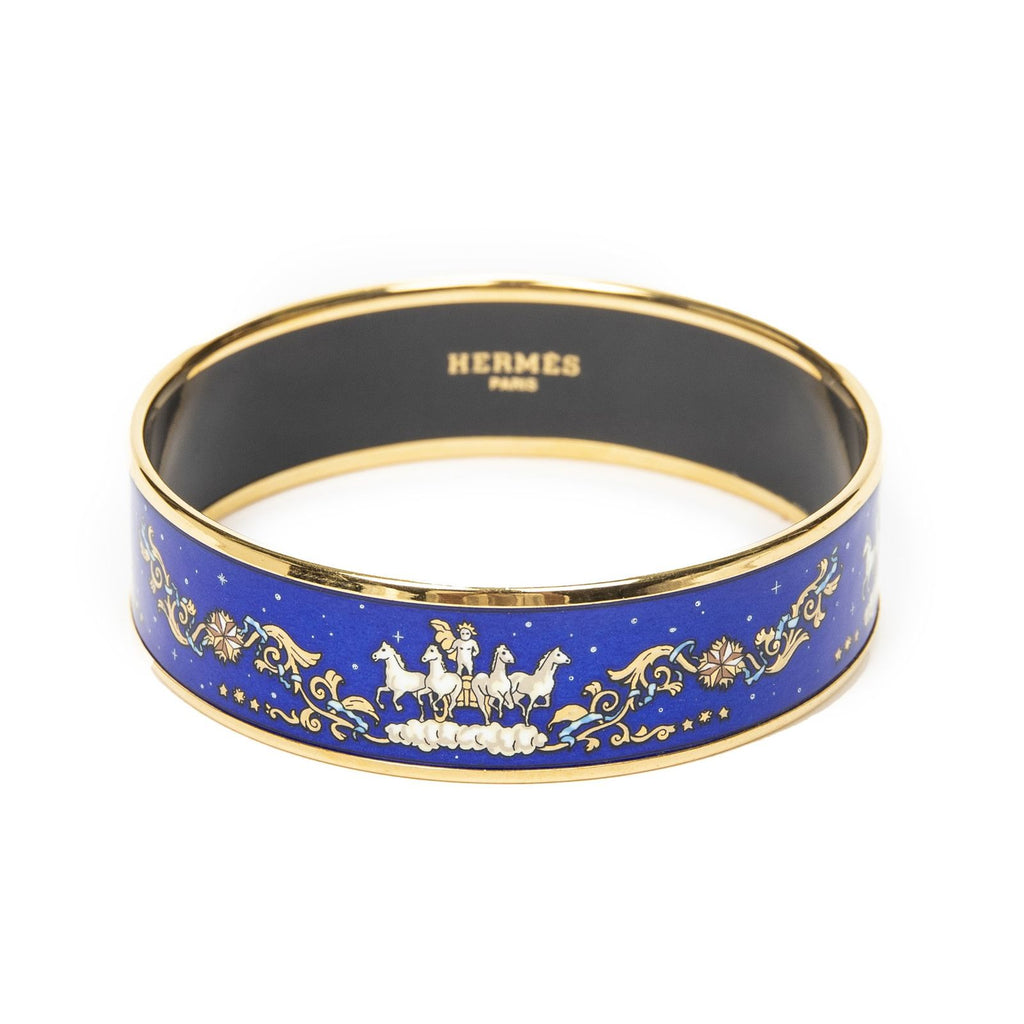 Hermes Enamel Bangle Blue Plating Bracelet — view 2