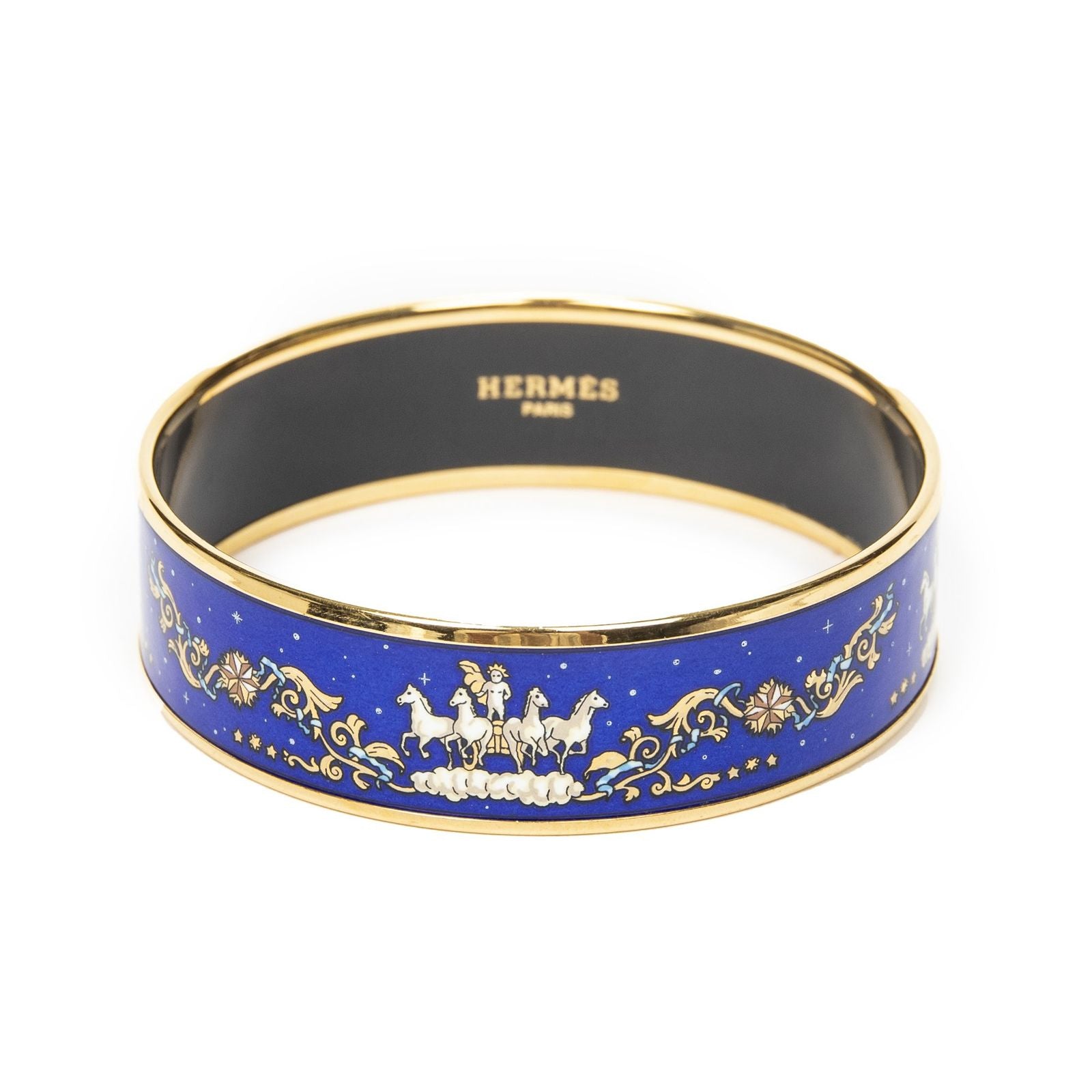 Hermes Enamel Bangle Blue Plating Bracelet — view 2