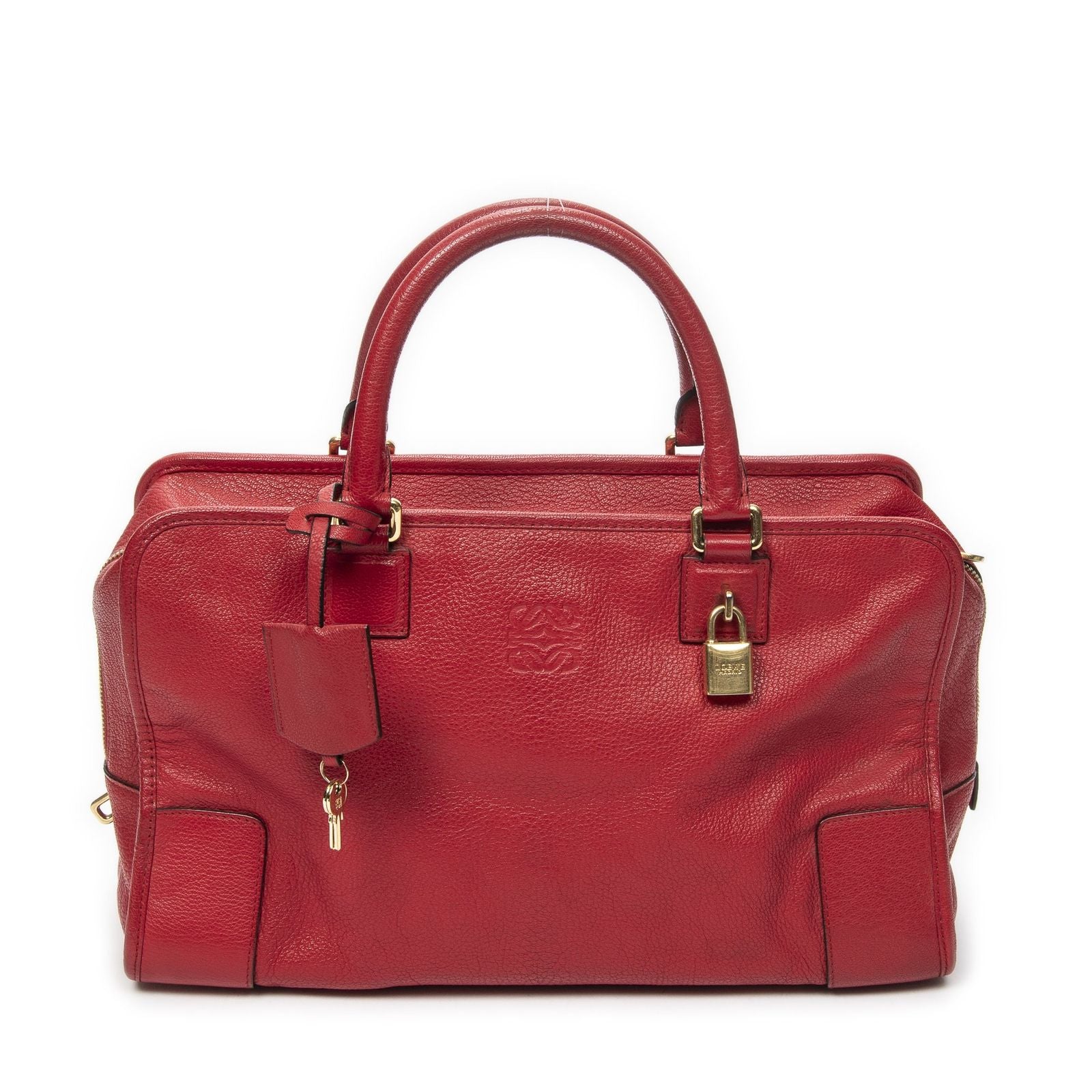 Loewe Amazona Red Grain Calf Leather Handbag