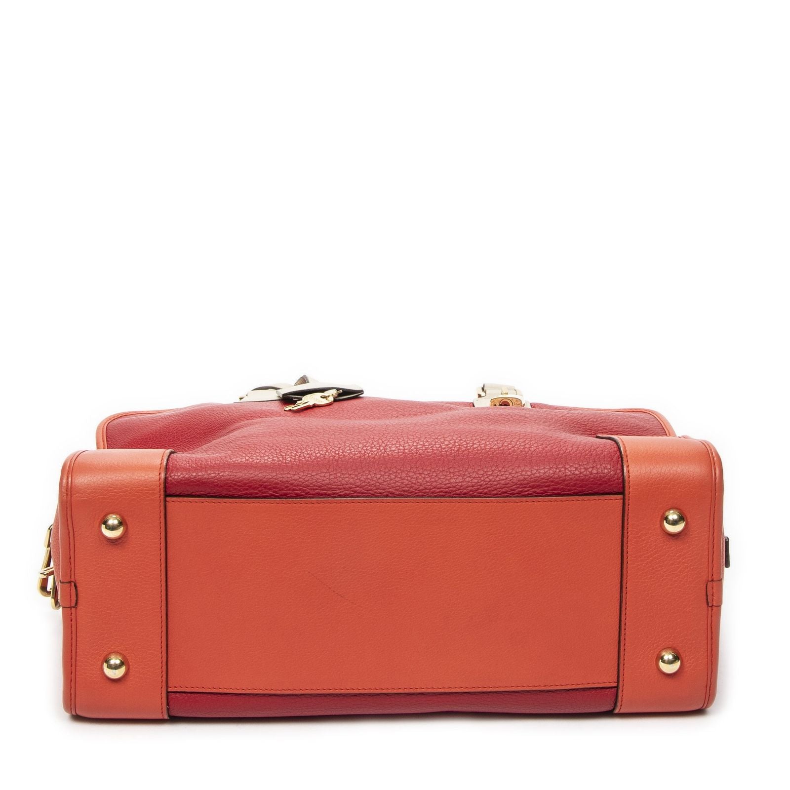 Loewe Amazona Red Orange White Grain Calf Leather Handbag — view 6