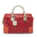Loewe Amazona Red Orange White Grain Calf Leather Handbag