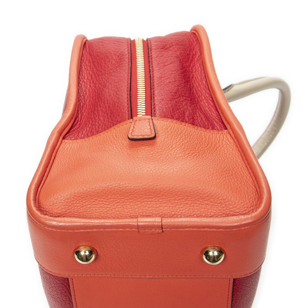Loewe Amazona Red Orange White Grain Calf Leather Handbag — view 8