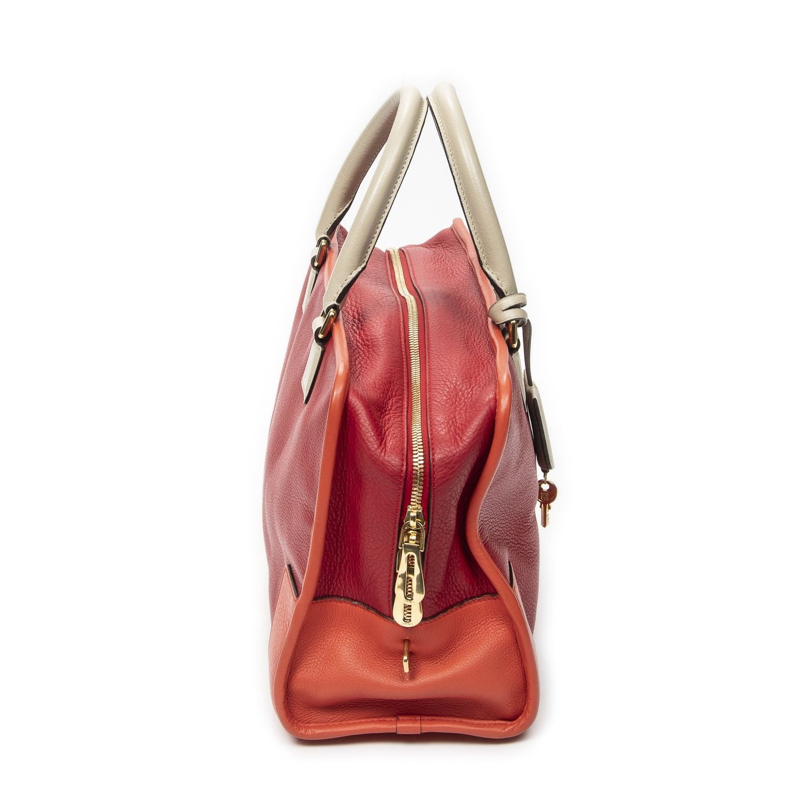 Loewe Amazona Red Orange White Grain Calf Leather Handbag — view 4