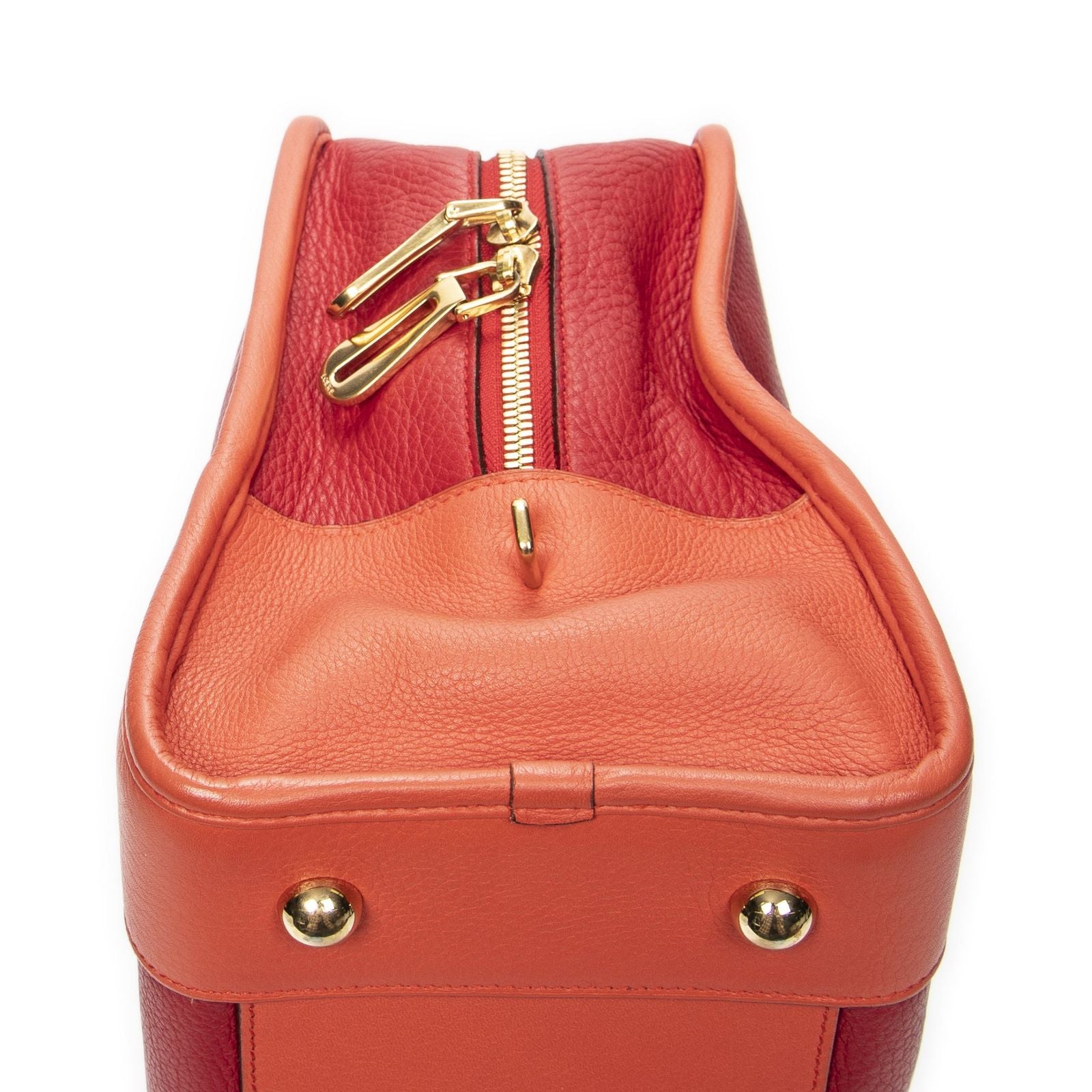 Loewe Amazona Red Orange White Grain Calf Leather Handbag — view 7