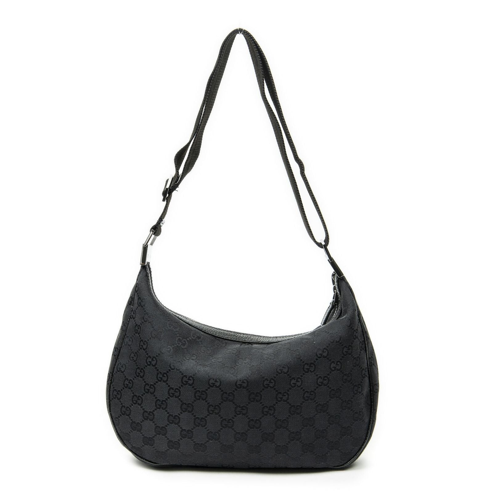 Gucci Round Zip Messenger Black GG Canvas — view 5