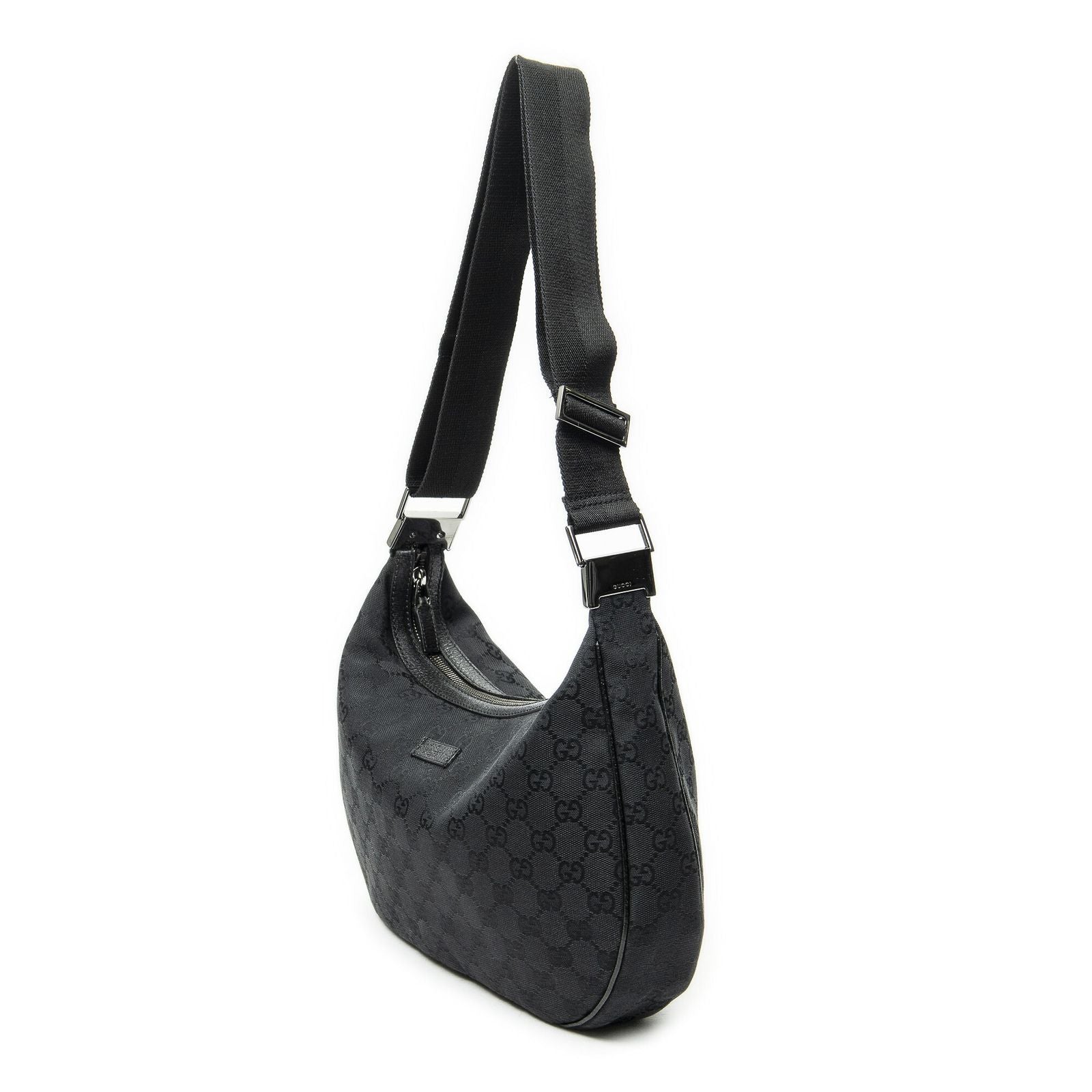 Gucci Round Zip Messenger Black GG Canvas — view 2