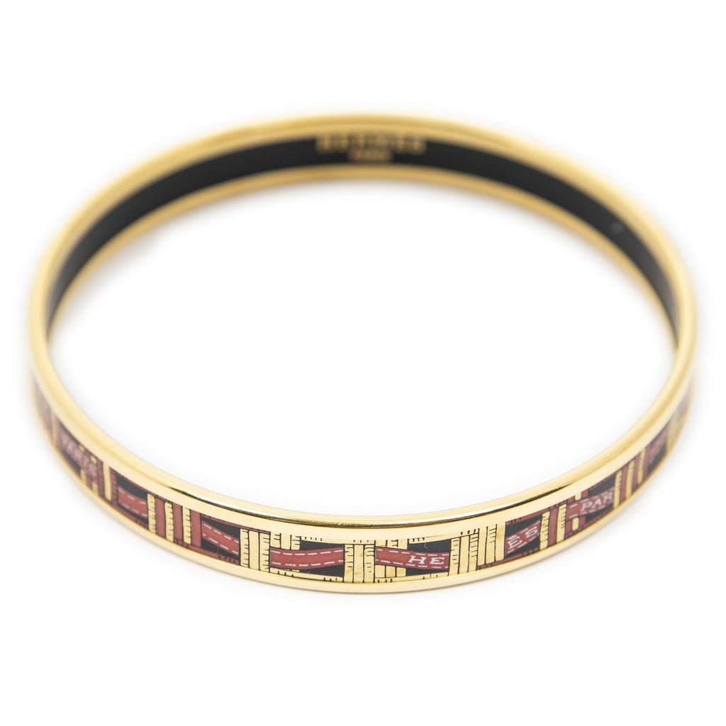 Hermes Enamel Bangle Red Gold Ribbon Motifa Bracelet — view 2