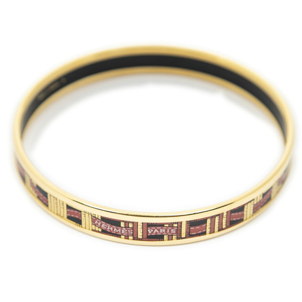 Hermes Enamel Bangle Red Gold Ribbon Motifa Bracelet — view 3