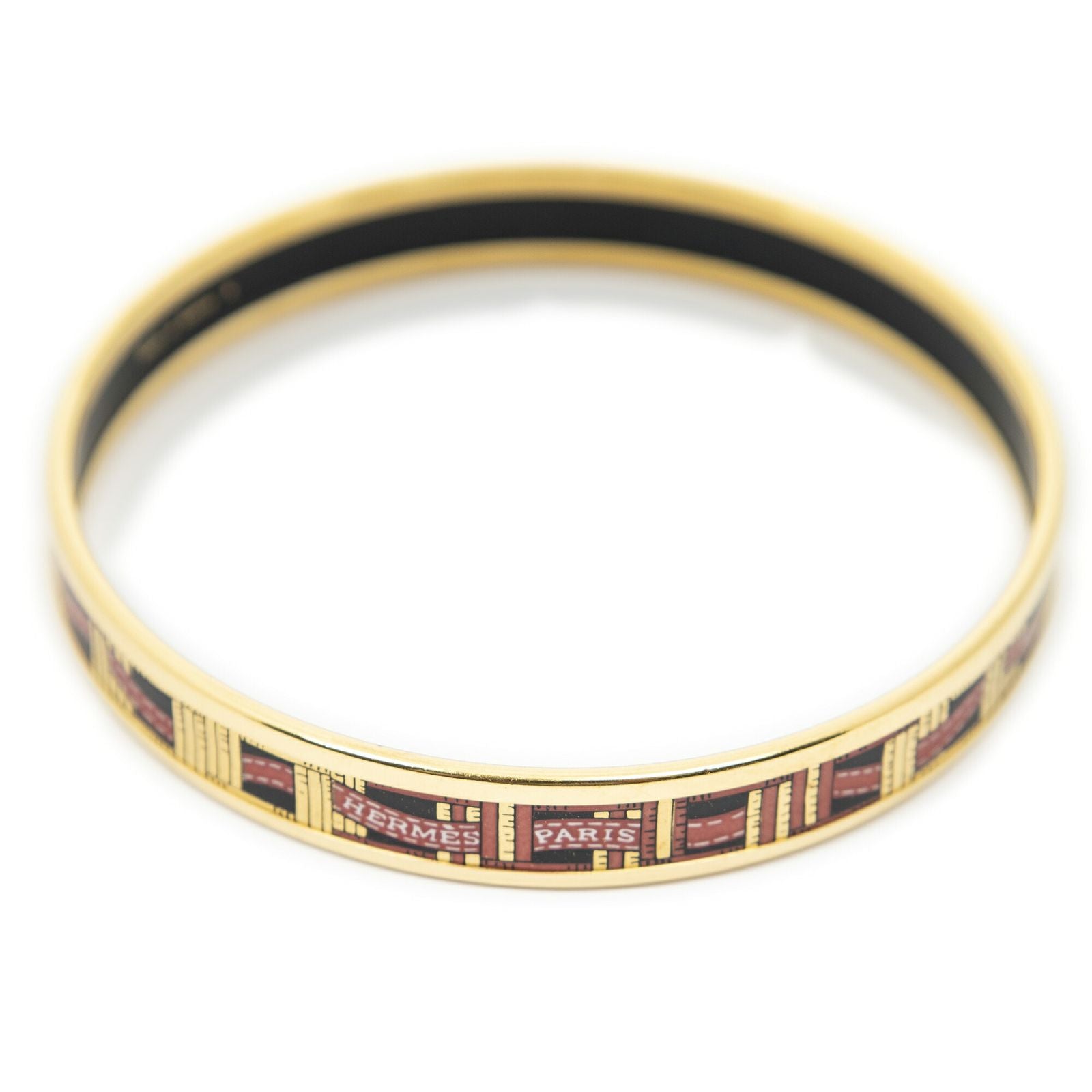 Hermes Enamel Bangle Red Gold Ribbon Motifa Bracelet — view 3