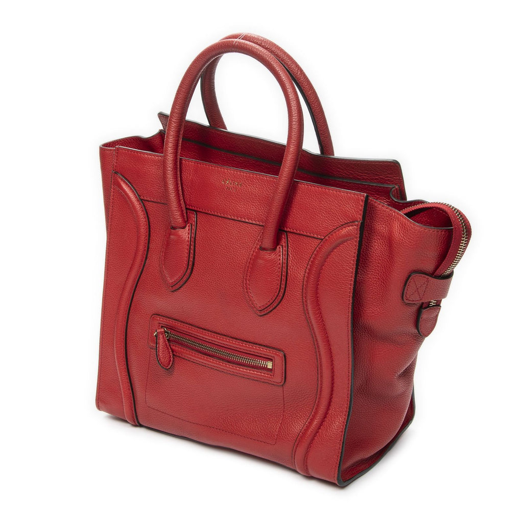 Celine Mini Luggage Red Grain Calf Skin Leather — view 2