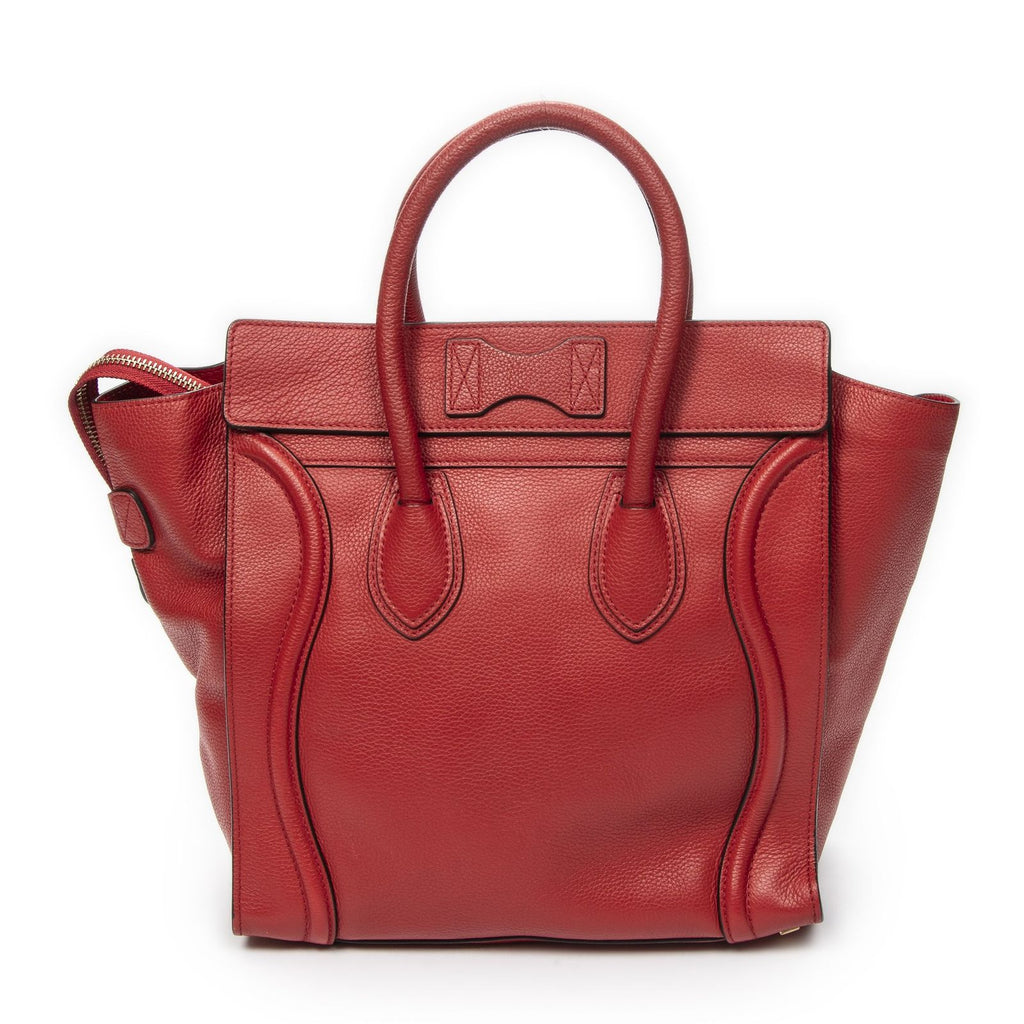 Celine Mini Luggage Red Grain Calf Skin Leather — view 5