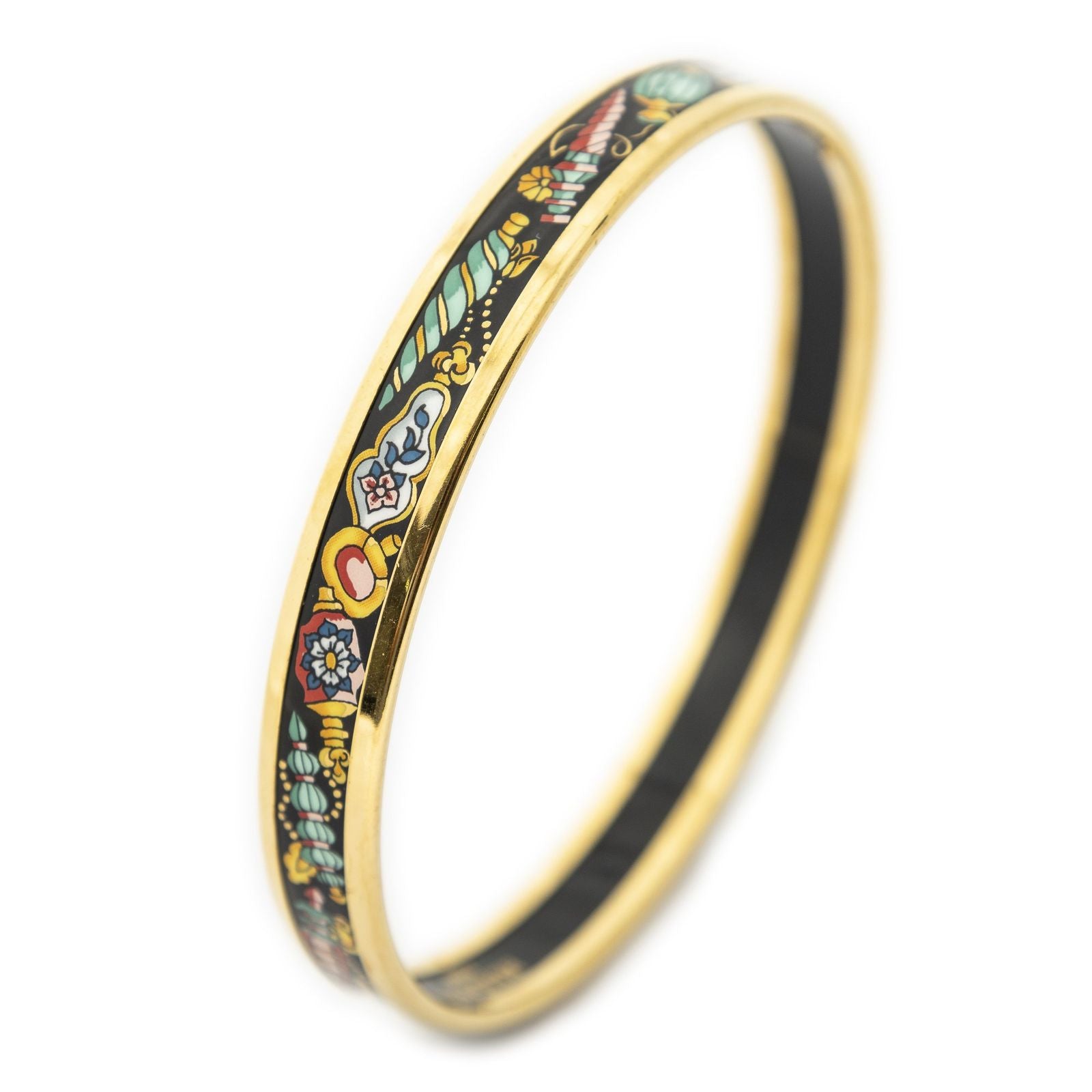 Hermes Enamel Bangle Black Green Jewels Motifa Bracelet