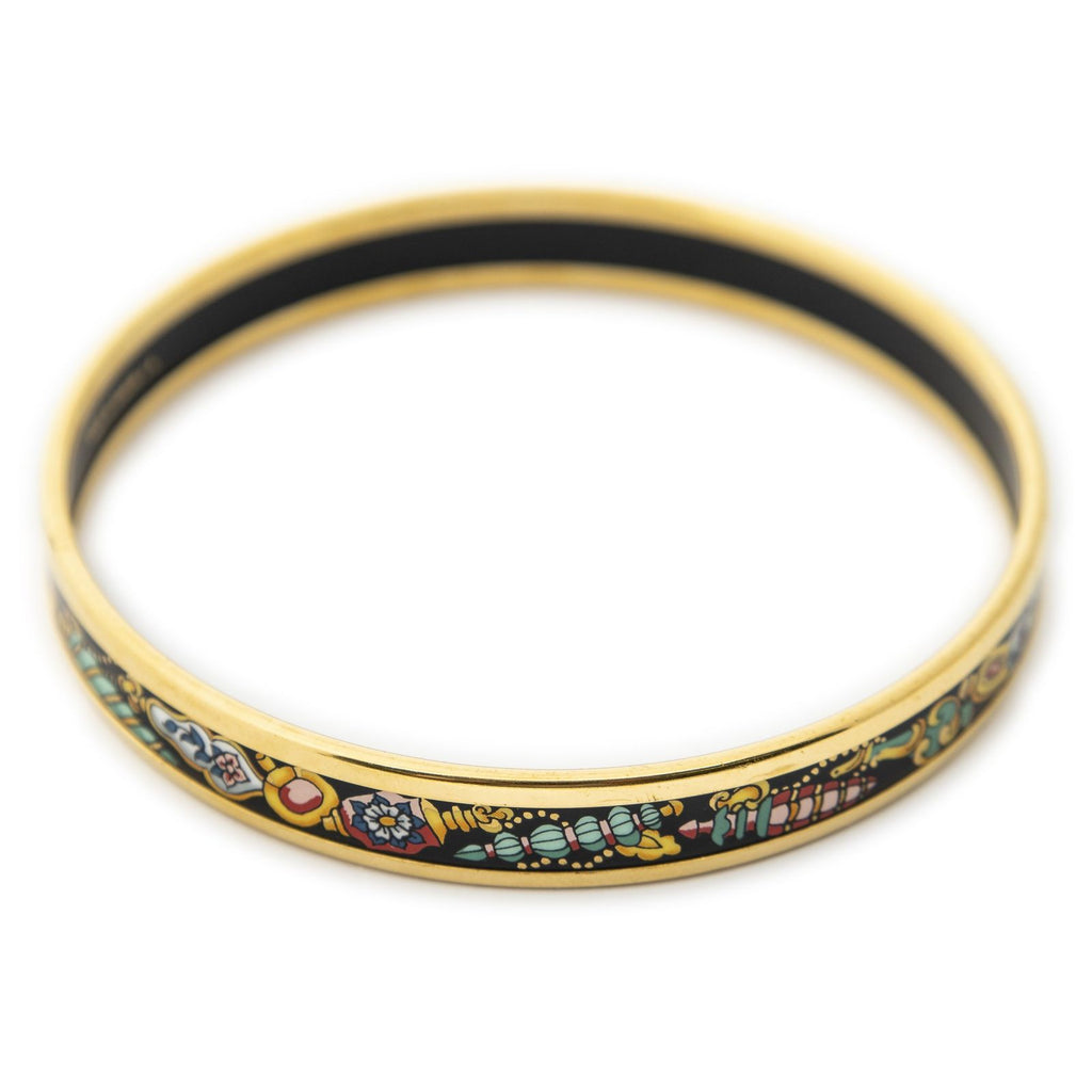 Hermes Enamel Bangle Black Green Jewels Motifa Bracelet — view 3