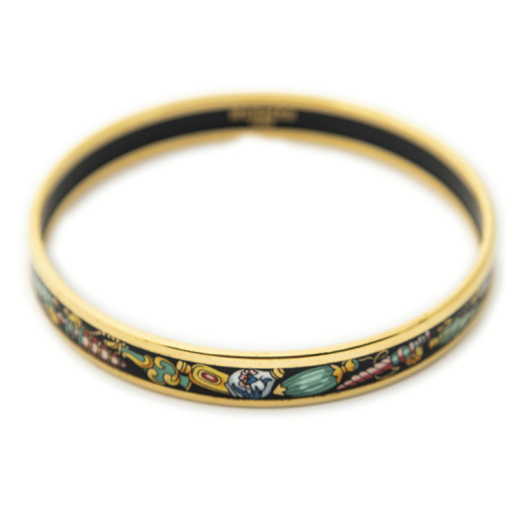 Hermes Enamel Bangle Black Green Jewels Motifa Bracelet — view 2