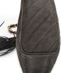 Chanel CC Tassel Camera Bag Gray Quilted Suede Leather — view 8