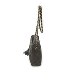 Chanel CC Tassel Camera Bag Gray Quilted Suede Leather — view 3