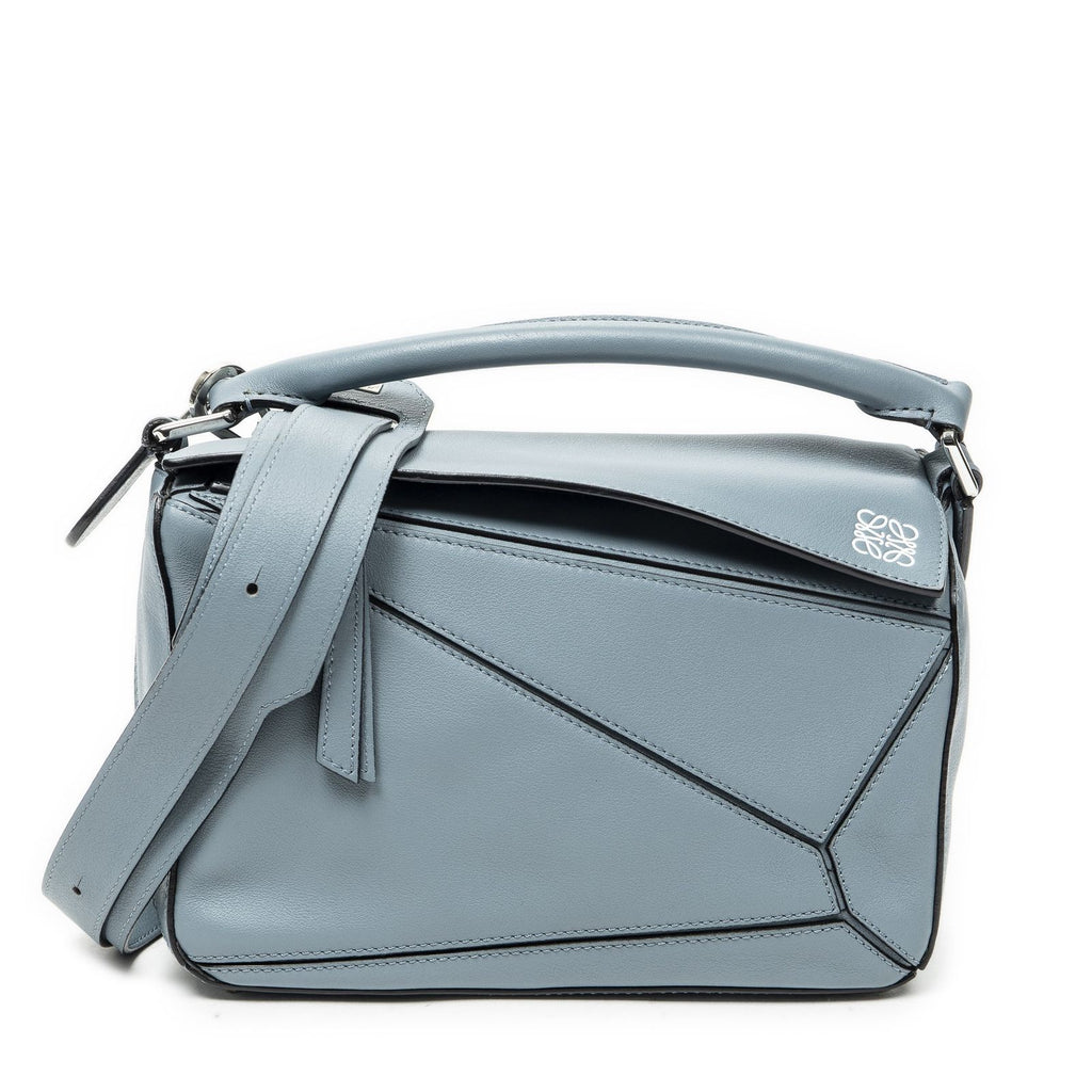 Loewe Mini Puzzlebag Dusty Blue Calfskin Leather Shoulder