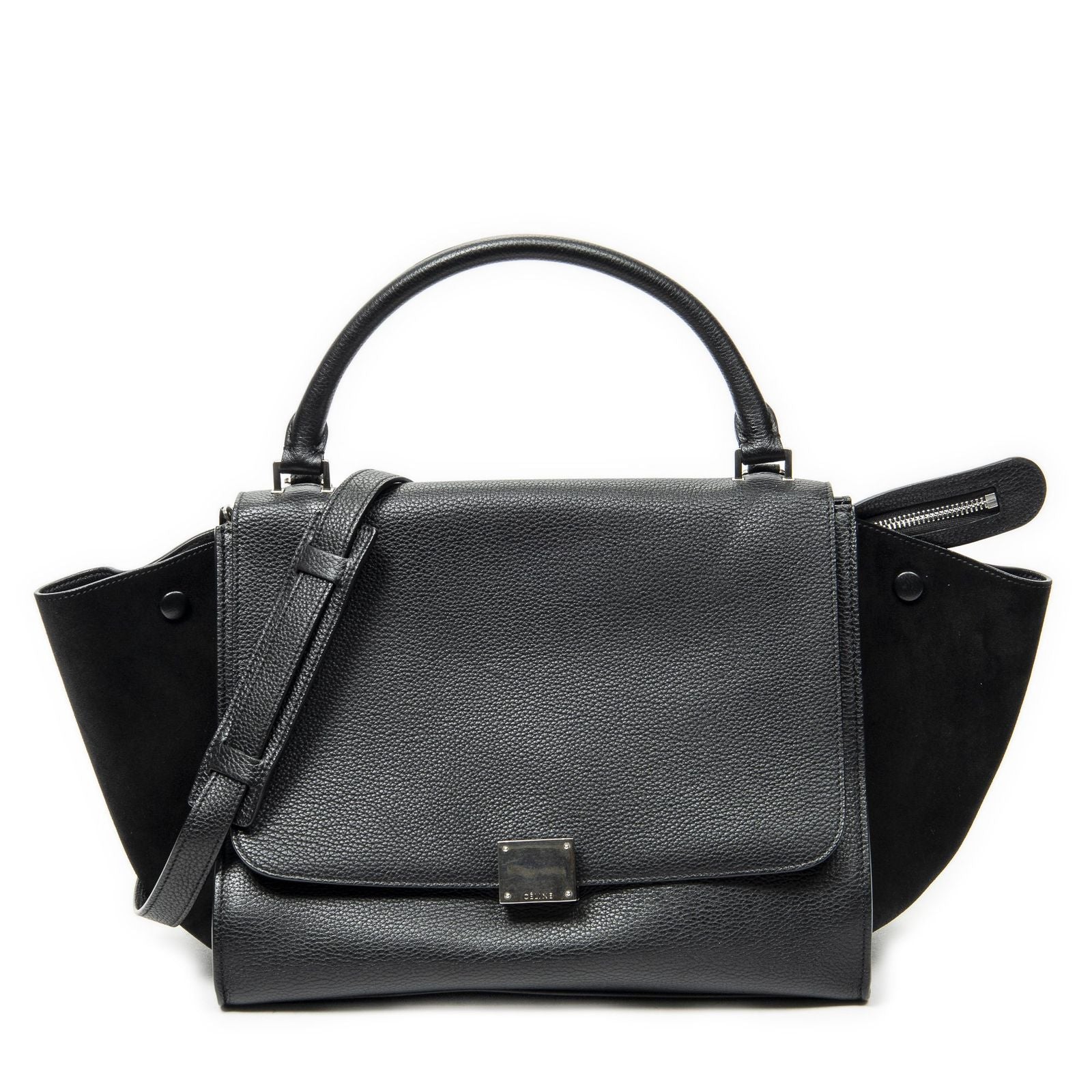 Celine Black Grain Calf Leather Shoulder