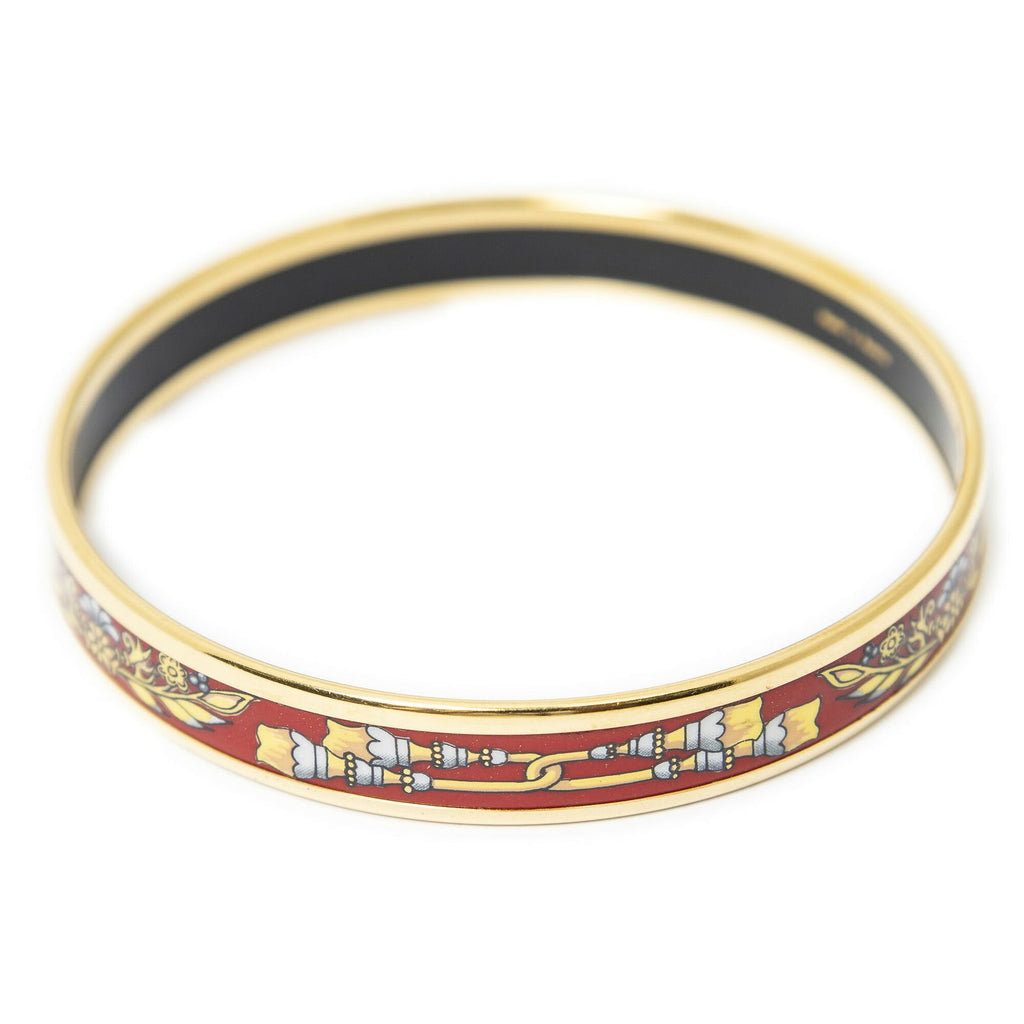 Hermes Enamel Bangle Red Gold Tassel Motifa Bracelet — view 3