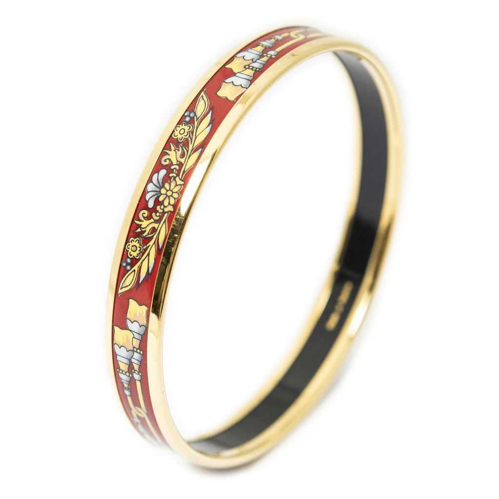 Hermes Enamel Bangle Red Gold Tassel Motifa Bracelet