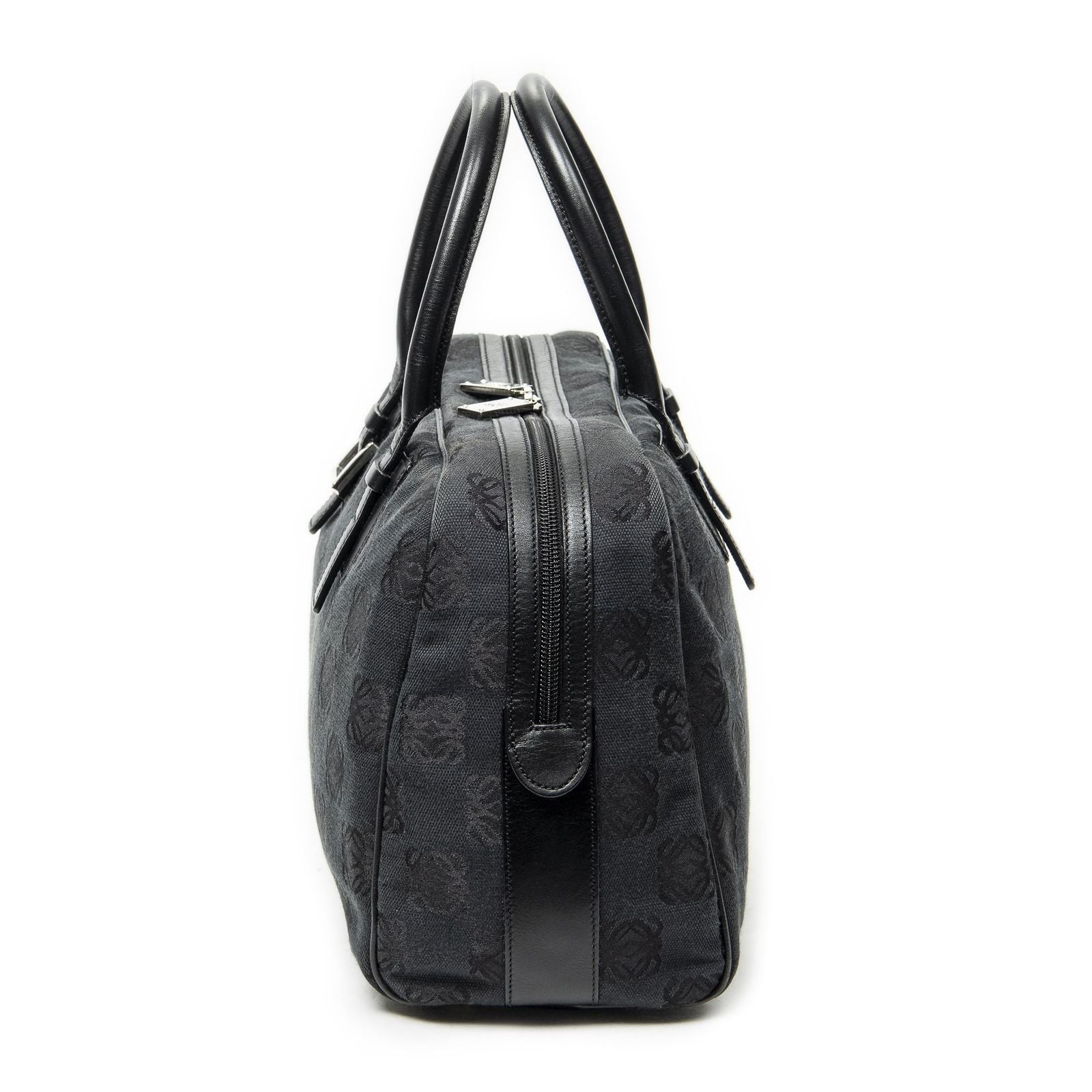 Loewe Anagram Boston Black Anagram Printcanvas Handbag — view 3