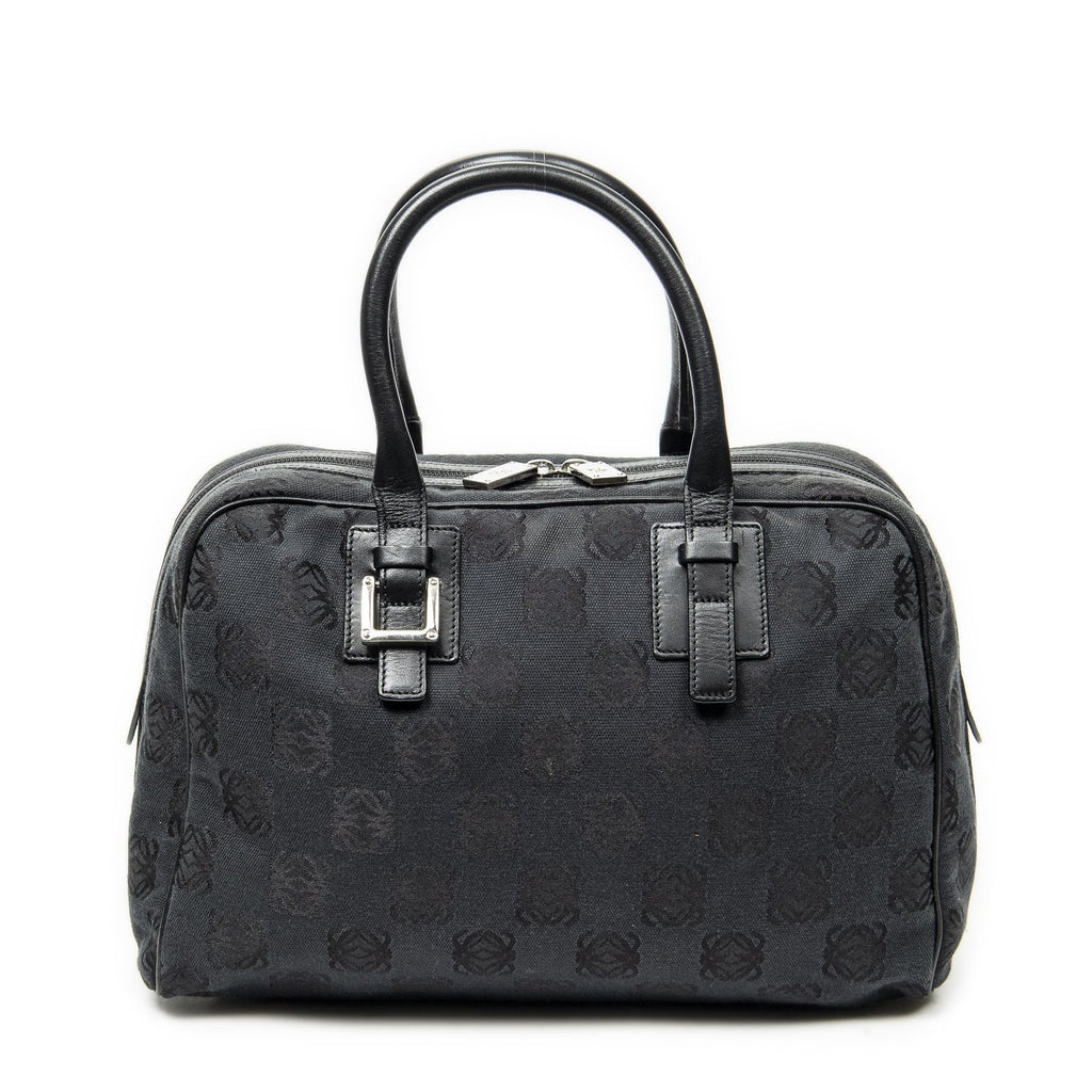 Loewe Anagram Boston Black Anagram Printcanvas Handbag
