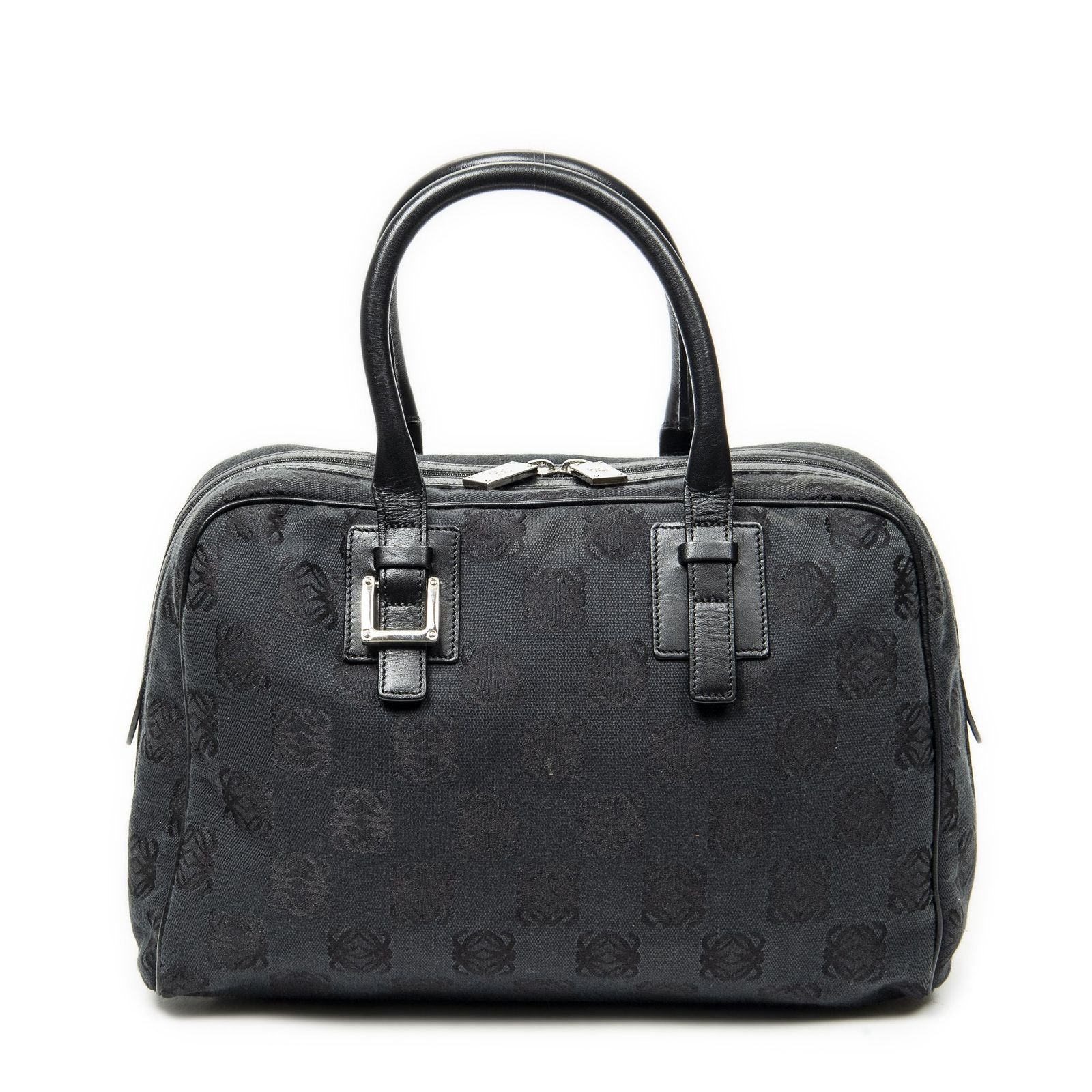 Loewe Anagram Boston Black Anagram Printcanvas Handbag