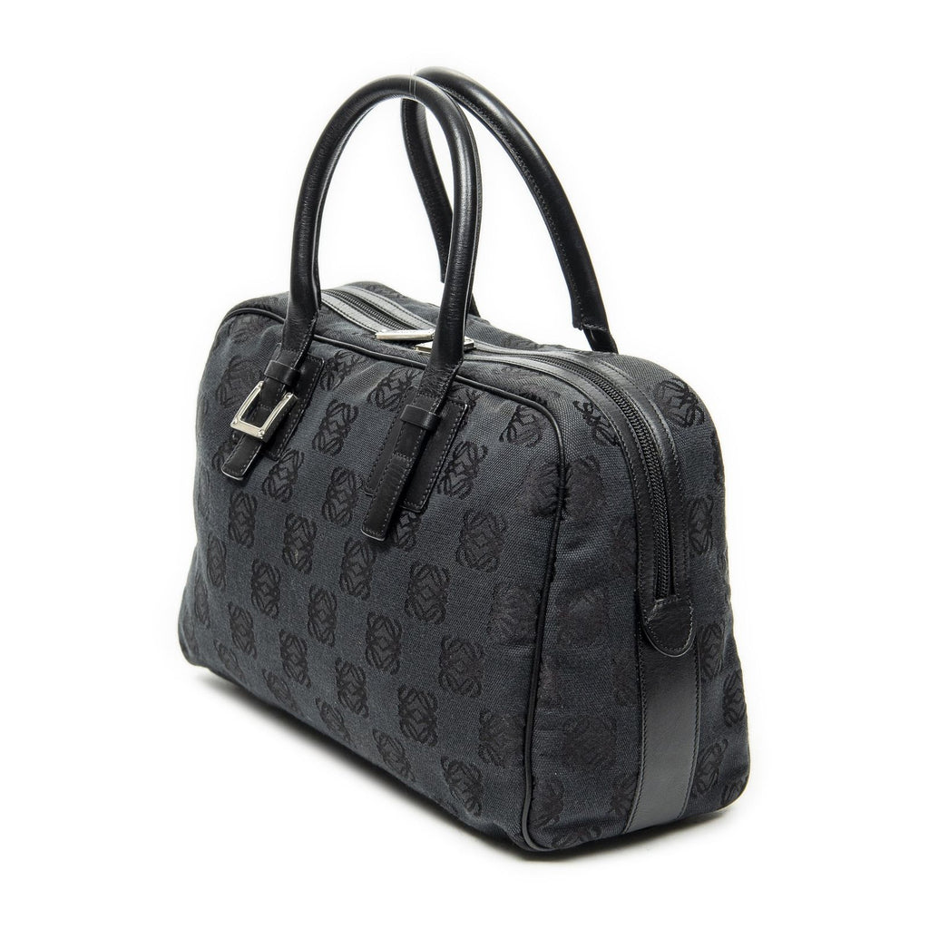 Loewe Anagram Boston Black Anagram Printcanvas Handbag — view 2