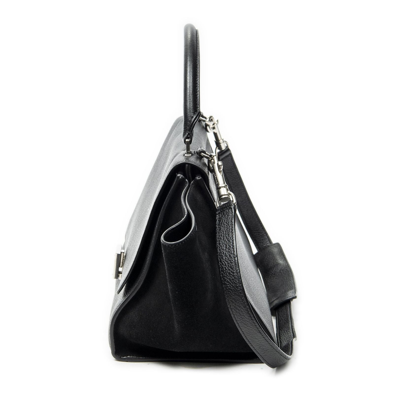 Celine Small Medium Swing Black Grain Calf Skin Leather Shoulder — view 3